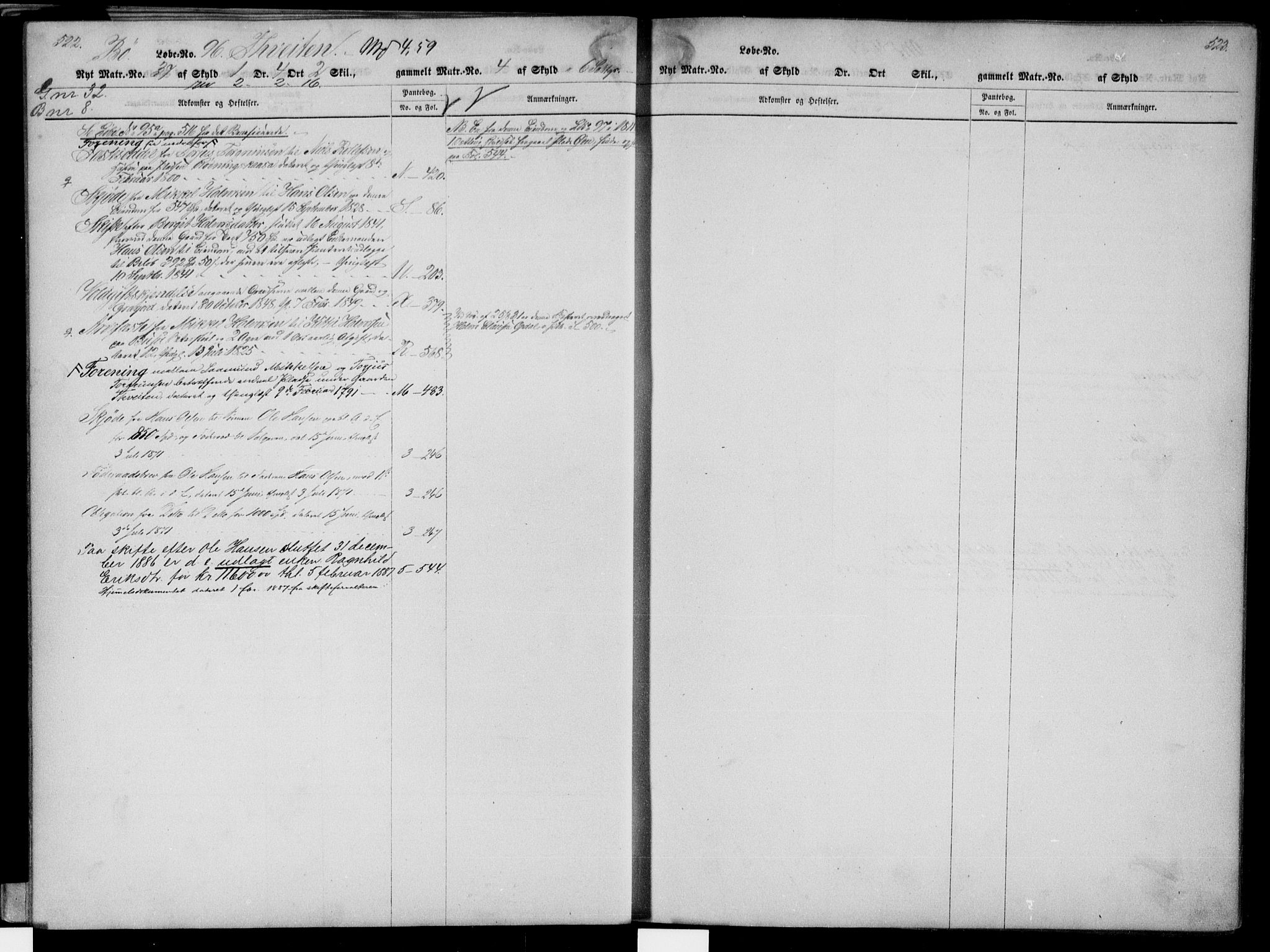Nedre Telemark sorenskriveri, AV/SAKO-A-135/G/Gb/Gbb/L0001b: Panteregister nr. II 1b, s. 522-523