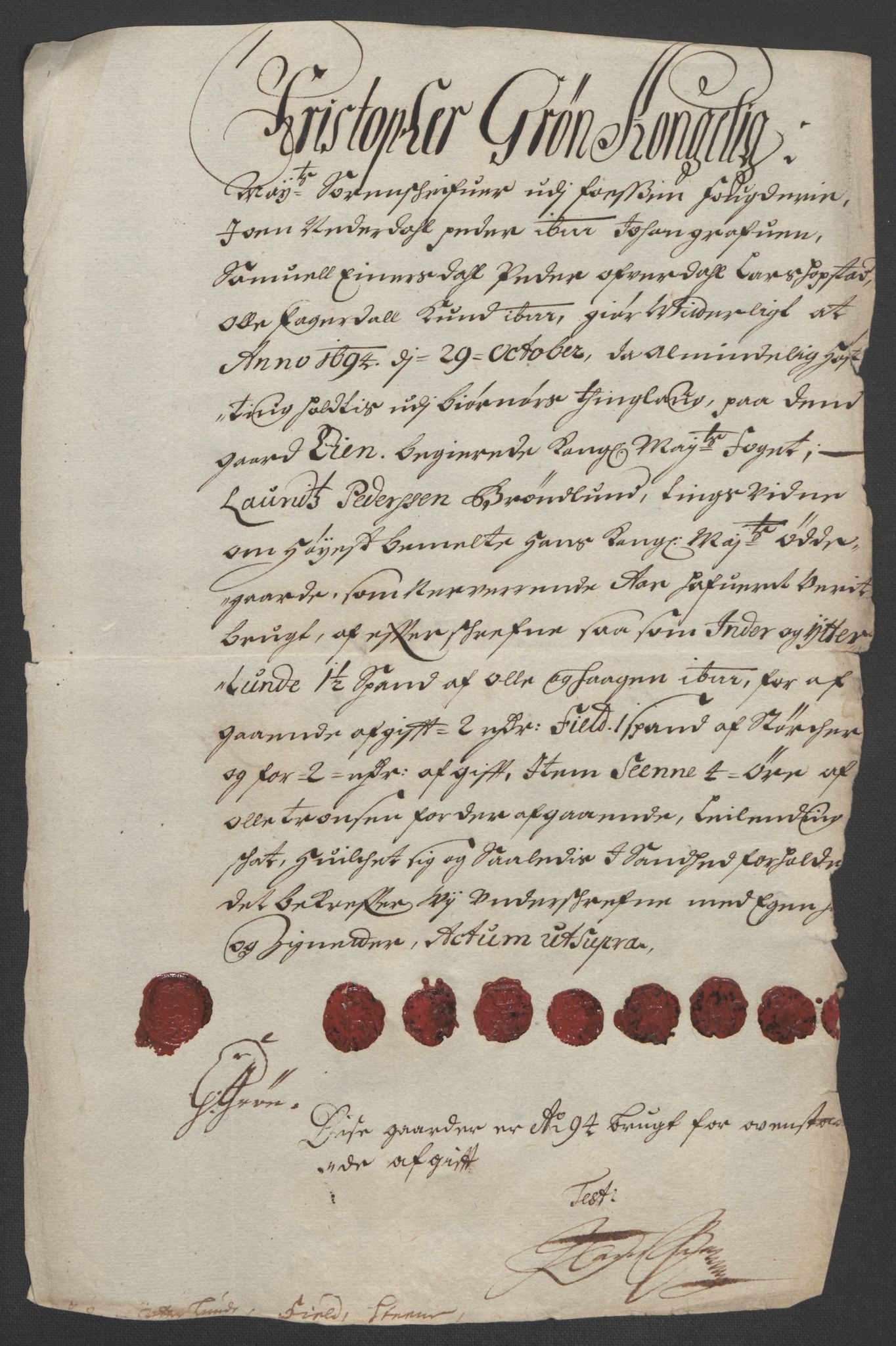 Rentekammeret inntil 1814, Reviderte regnskaper, Fogderegnskap, AV/RA-EA-4092/R57/L3850: Fogderegnskap Fosen, 1694, s. 169