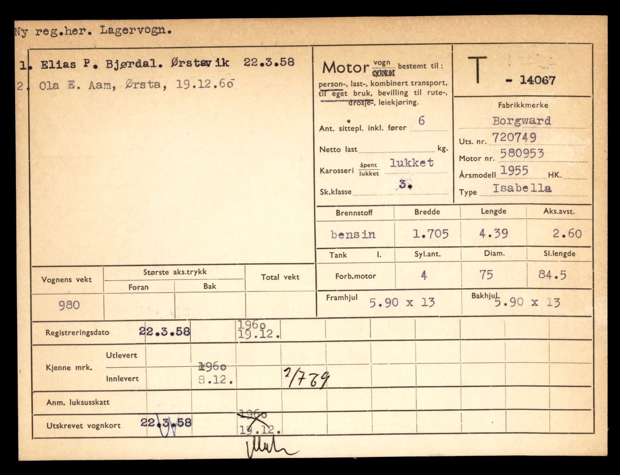 Møre og Romsdal vegkontor - Ålesund trafikkstasjon, AV/SAT-A-4099/F/Fe/L0042: Registreringskort for kjøretøy T 13906 - T 14079, 1927-1998, s. 2885