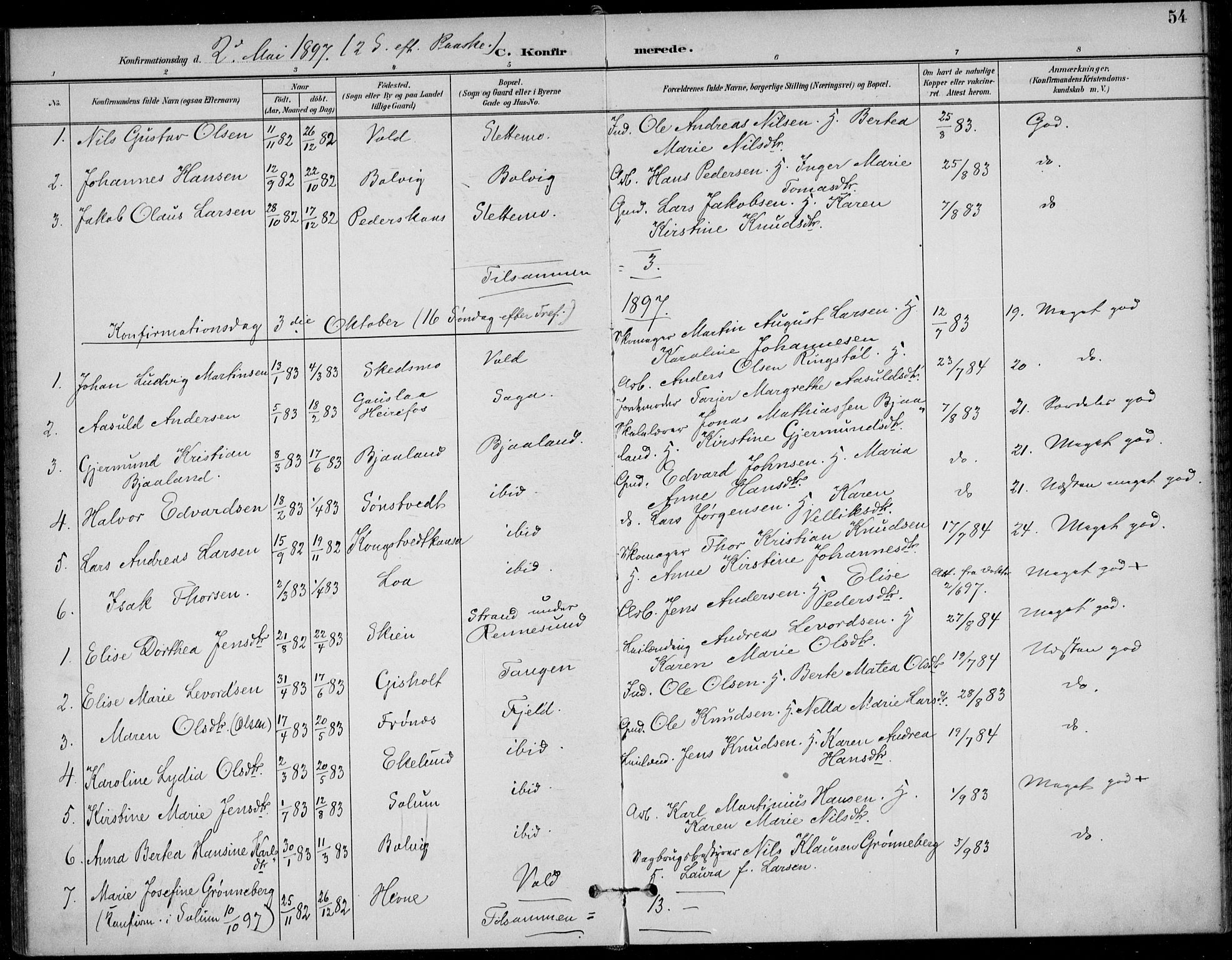 Solum kirkebøker, AV/SAKO-A-306/F/Fc/L0002: Ministerialbok nr. III 2, 1892-1906, s. 54