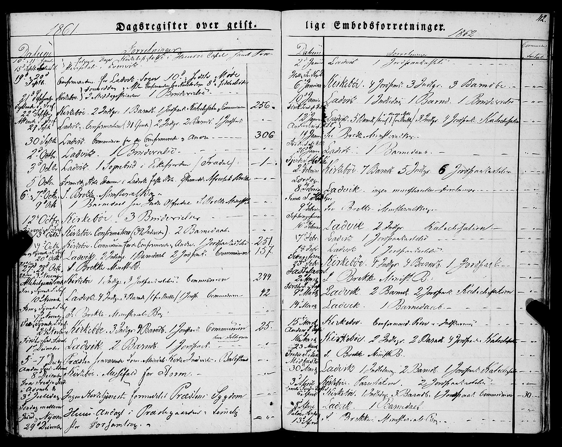 Lavik sokneprestembete, SAB/A-80901: Ministerialbok nr. A 3, 1843-1863, s. 42
