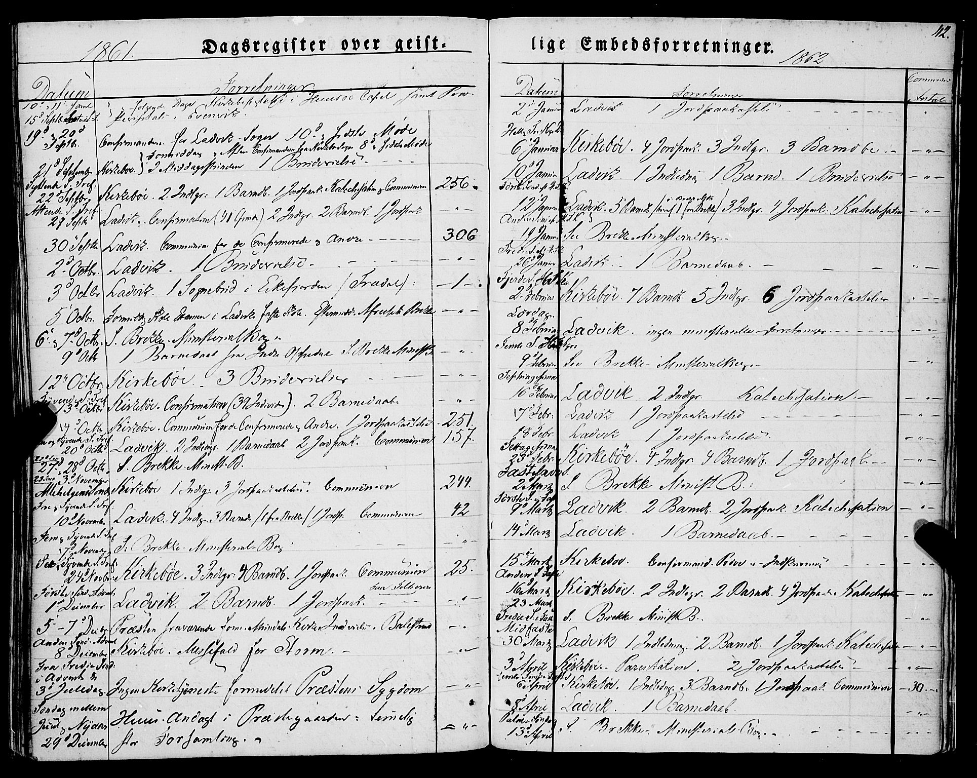 Lavik sokneprestembete, AV/SAB-A-80901: Ministerialbok nr. A 3, 1843-1863, s. 42