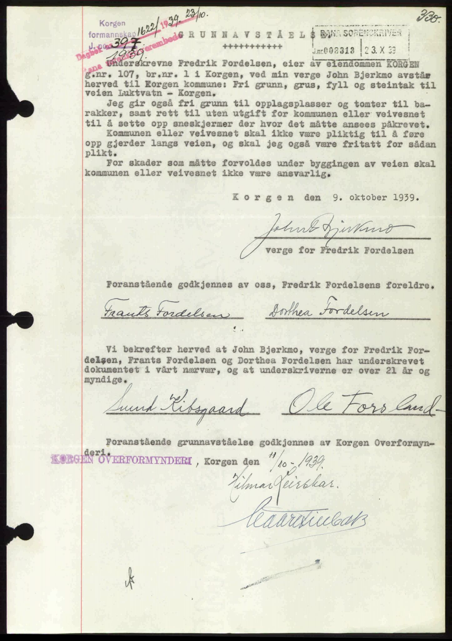 Rana sorenskriveri , SAT/A-1108/1/2/2C: Pantebok nr. A 6, 1939-1940, Dagboknr: 1622/1939