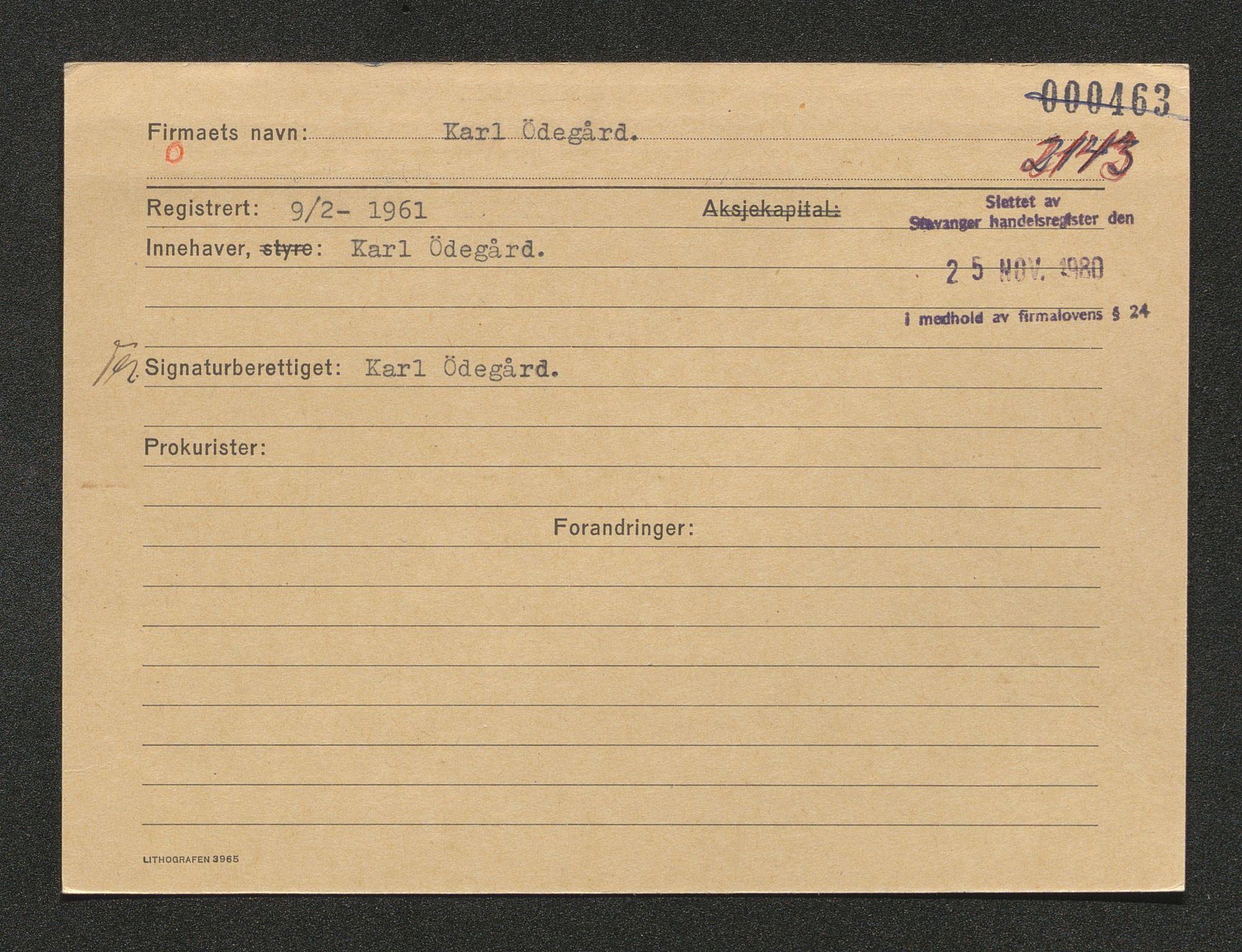 Stavanger byfogd, AV/SAST-A-101408/001/4/42/422/4221A/L0005: Register over slettede firma: Stavanger Morgenavis - Å, 1891-1987, s. 763