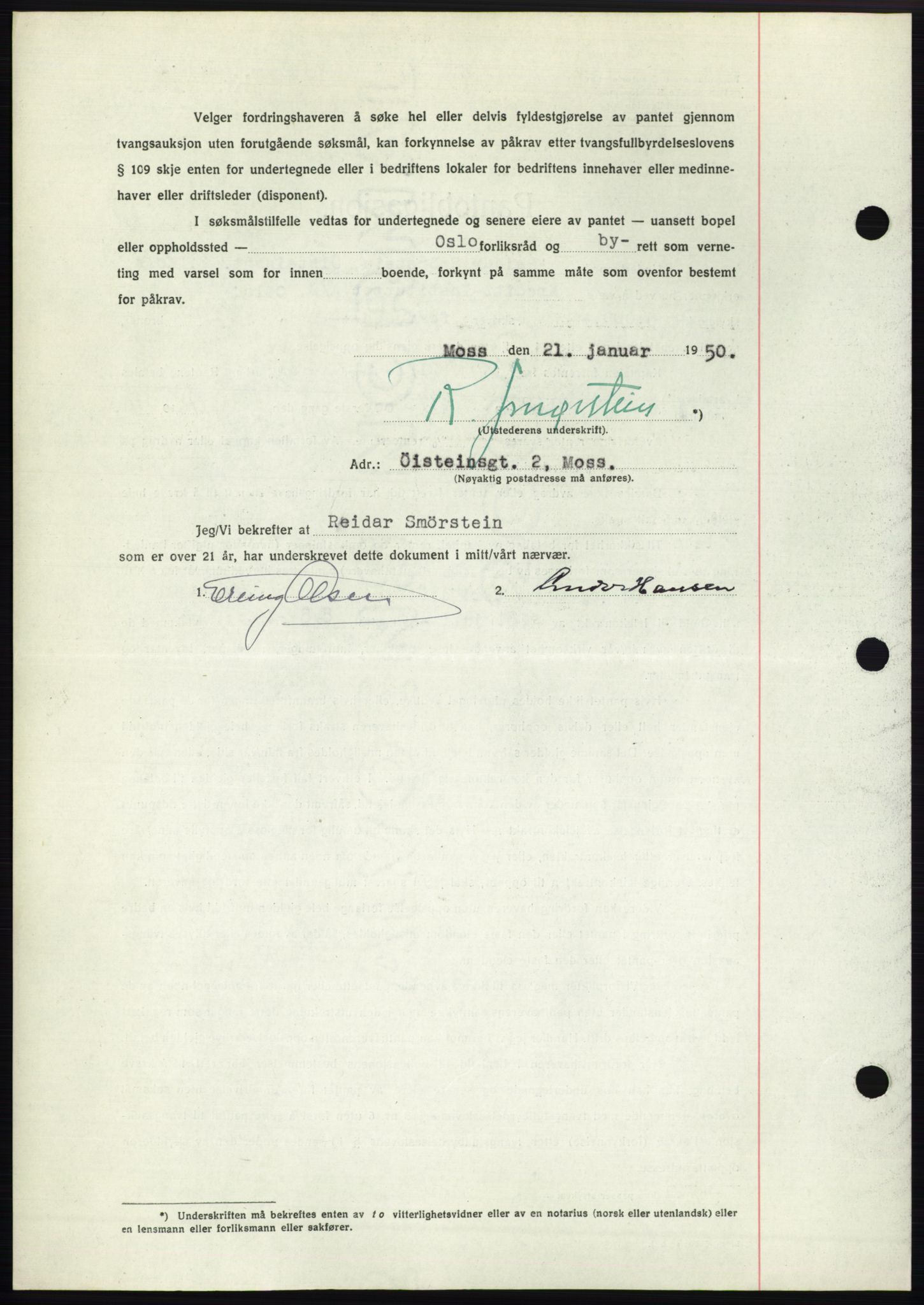 Moss sorenskriveri, SAO/A-10168: Pantebok nr. B23, 1949-1950, Dagboknr: 218/1950
