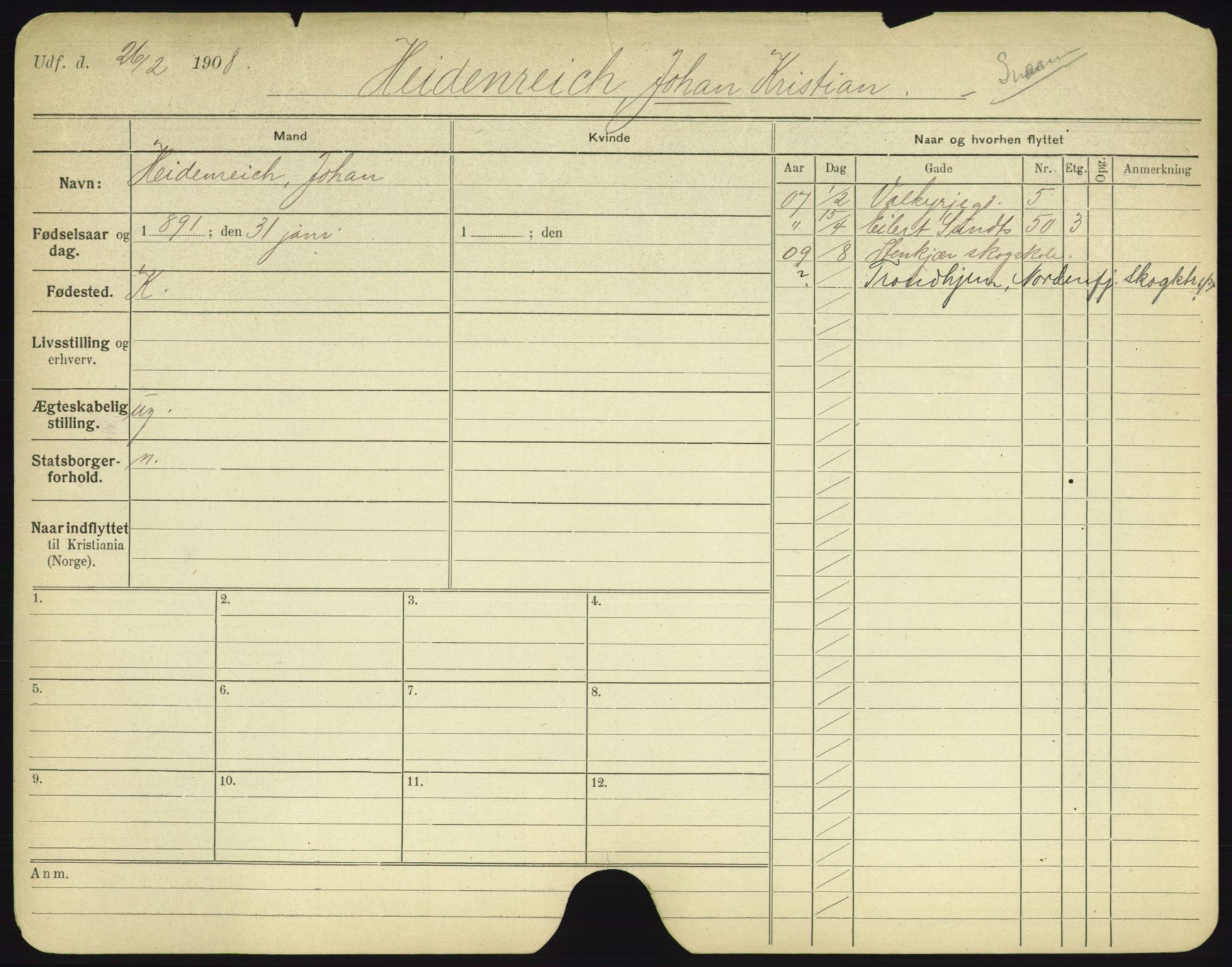 Oslo folkeregister, Registerkort, AV/SAO-A-11715/F/Fa/Fac/L0004: Menn, 1906-1914, s. 542a