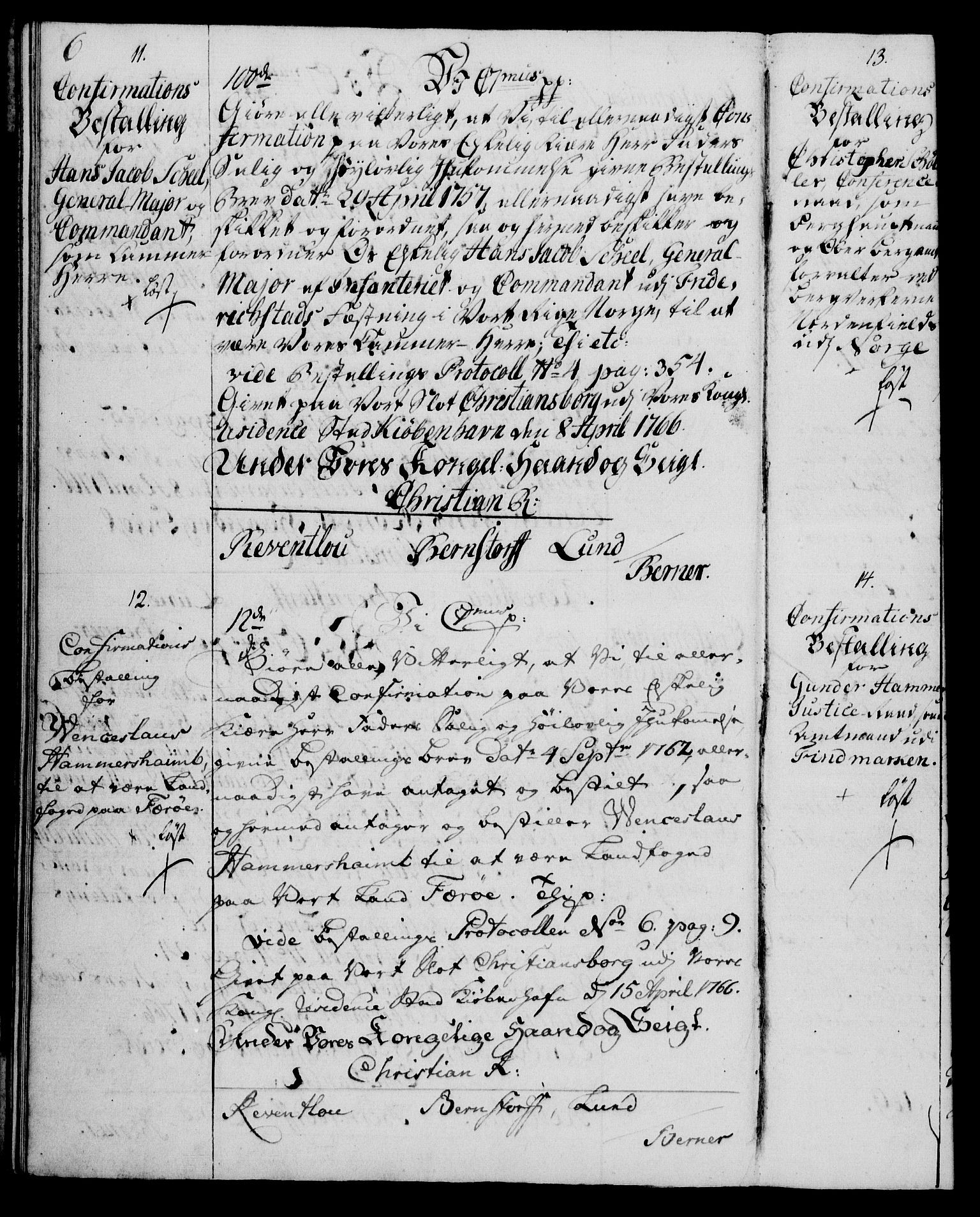 Rentekammeret, Kammerkanselliet, AV/RA-EA-3111/G/Gg/Ggg/L0003: Norsk konfirmasjonsbestallingsprotokoll med register (merket RK 53.33), 1766-1772, s. 6