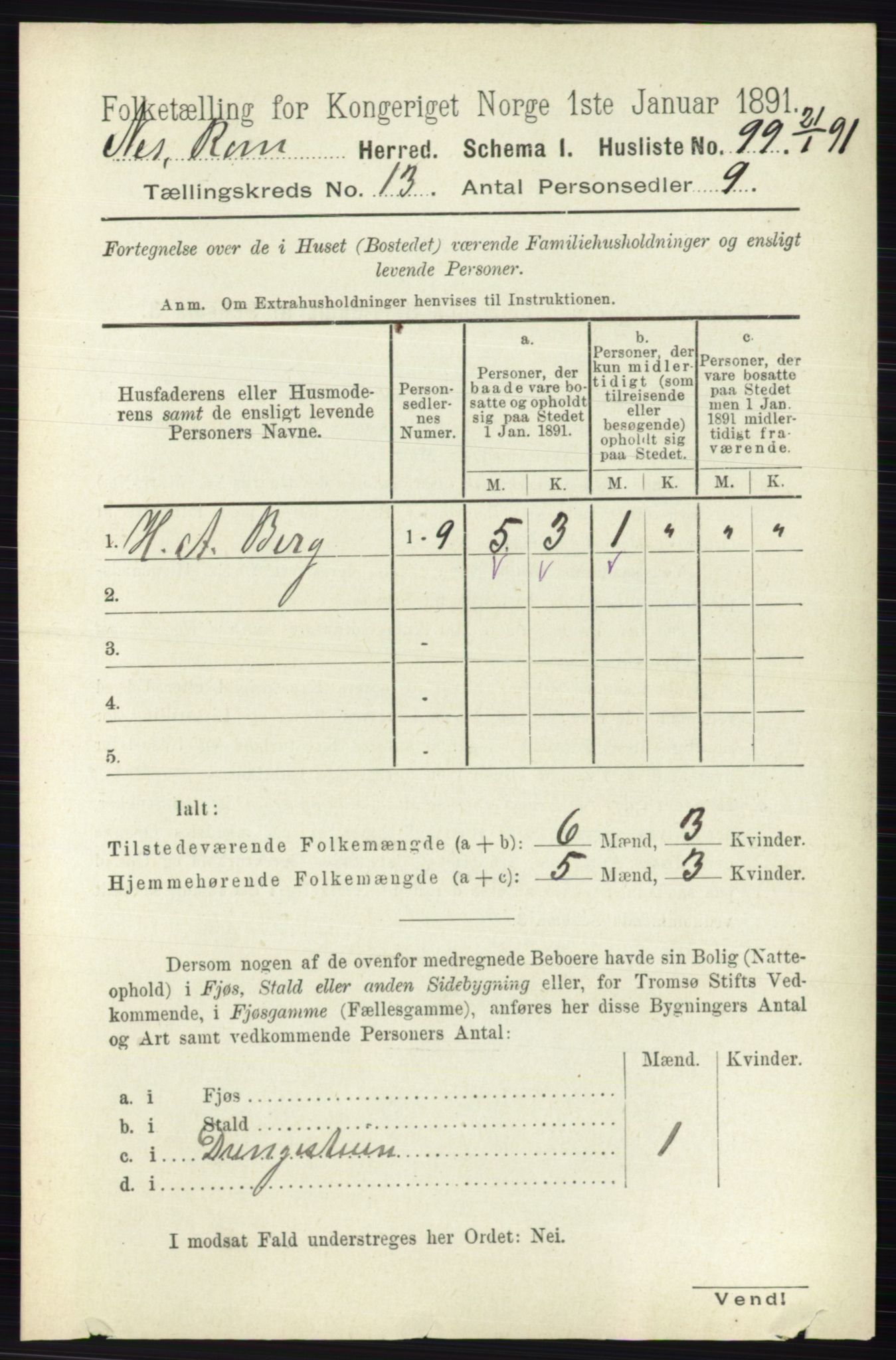 RA, Folketelling 1891 for 0236 Nes herred, 1891, s. 7833