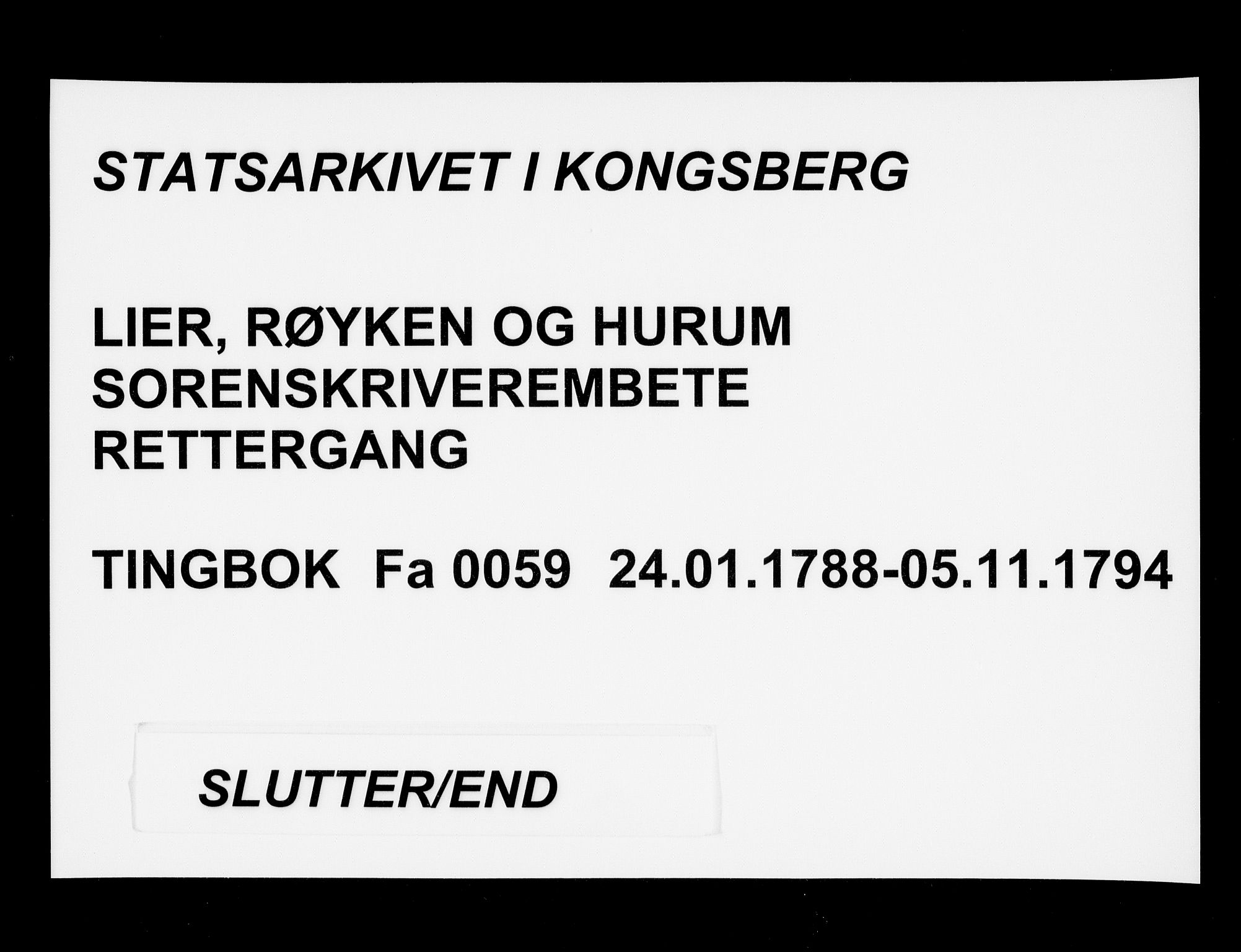 Lier, Røyken og Hurum sorenskriveri, AV/SAKO-A-89/F/Fa/L0059: Tingbok, 1788-1794