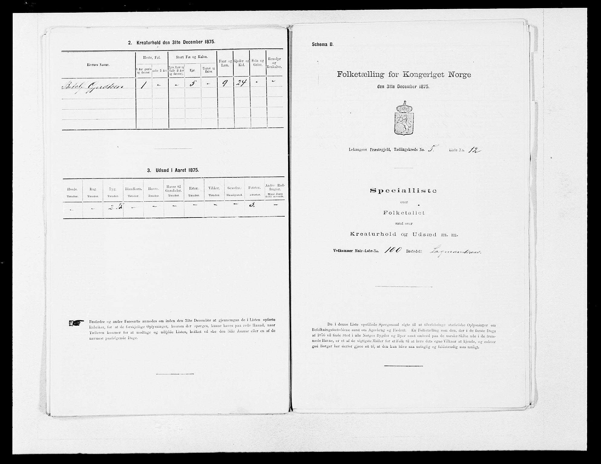 SAB, Folketelling 1875 for 1419P Leikanger prestegjeld, 1875, s. 430