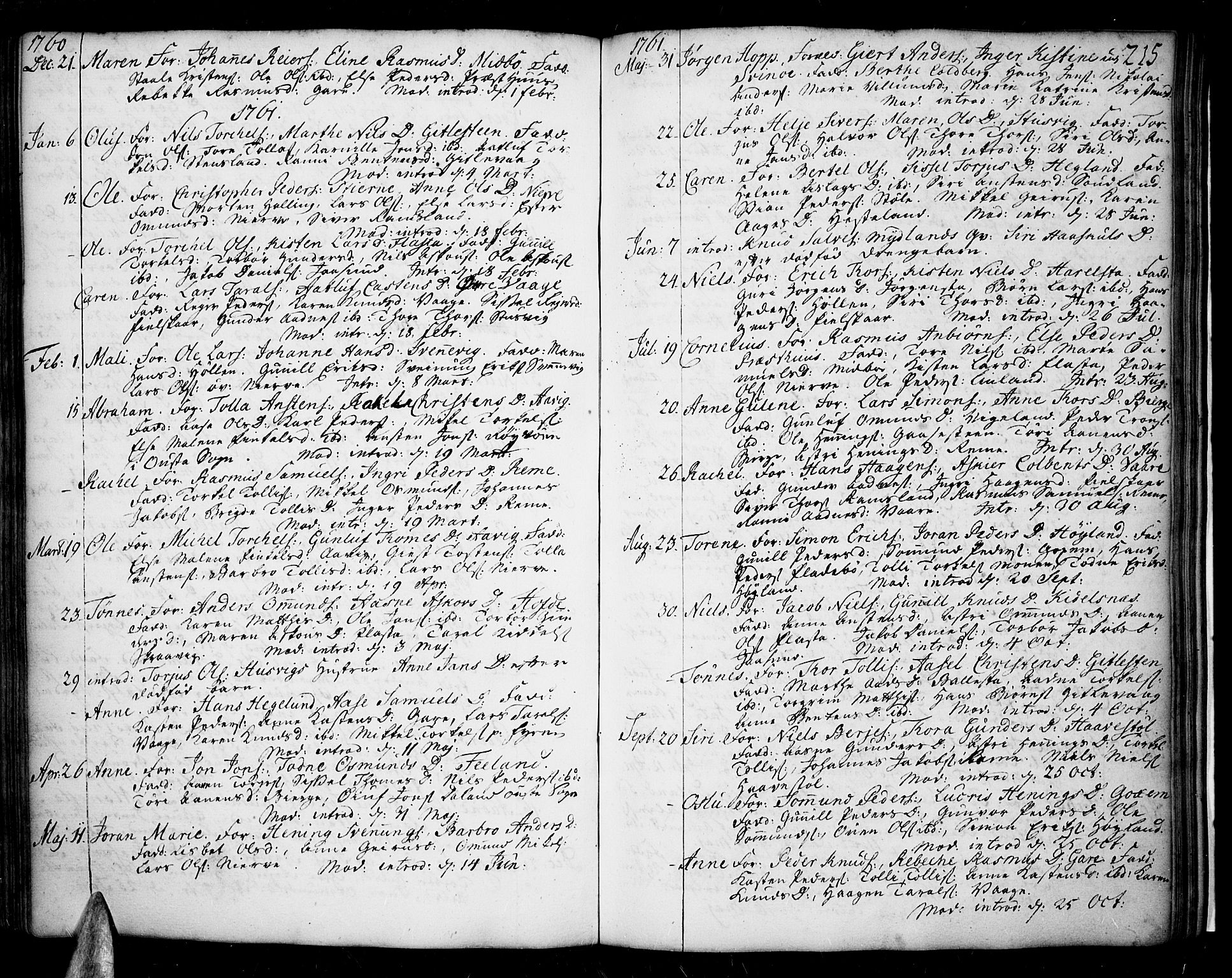 Sør-Audnedal sokneprestkontor, AV/SAK-1111-0039/F/Fa/Fab/L0001: Ministerialbok nr. A 1 /2, 1726-1769, s. 215