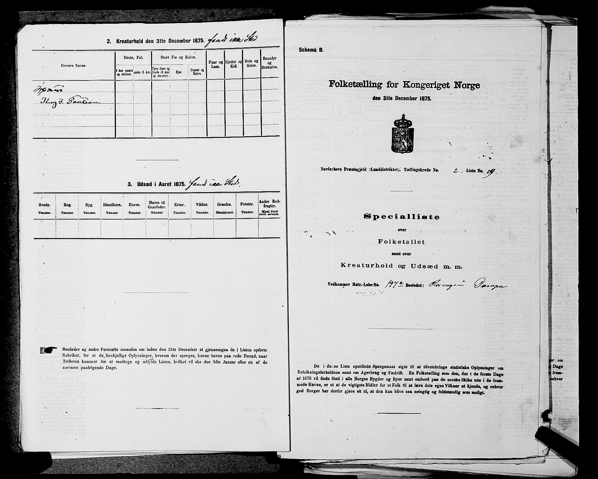 SAKO, Folketelling 1875 for 0613L Norderhov prestegjeld, Norderhov sokn, Haug sokn og Lunder sokn, 1875, s. 377