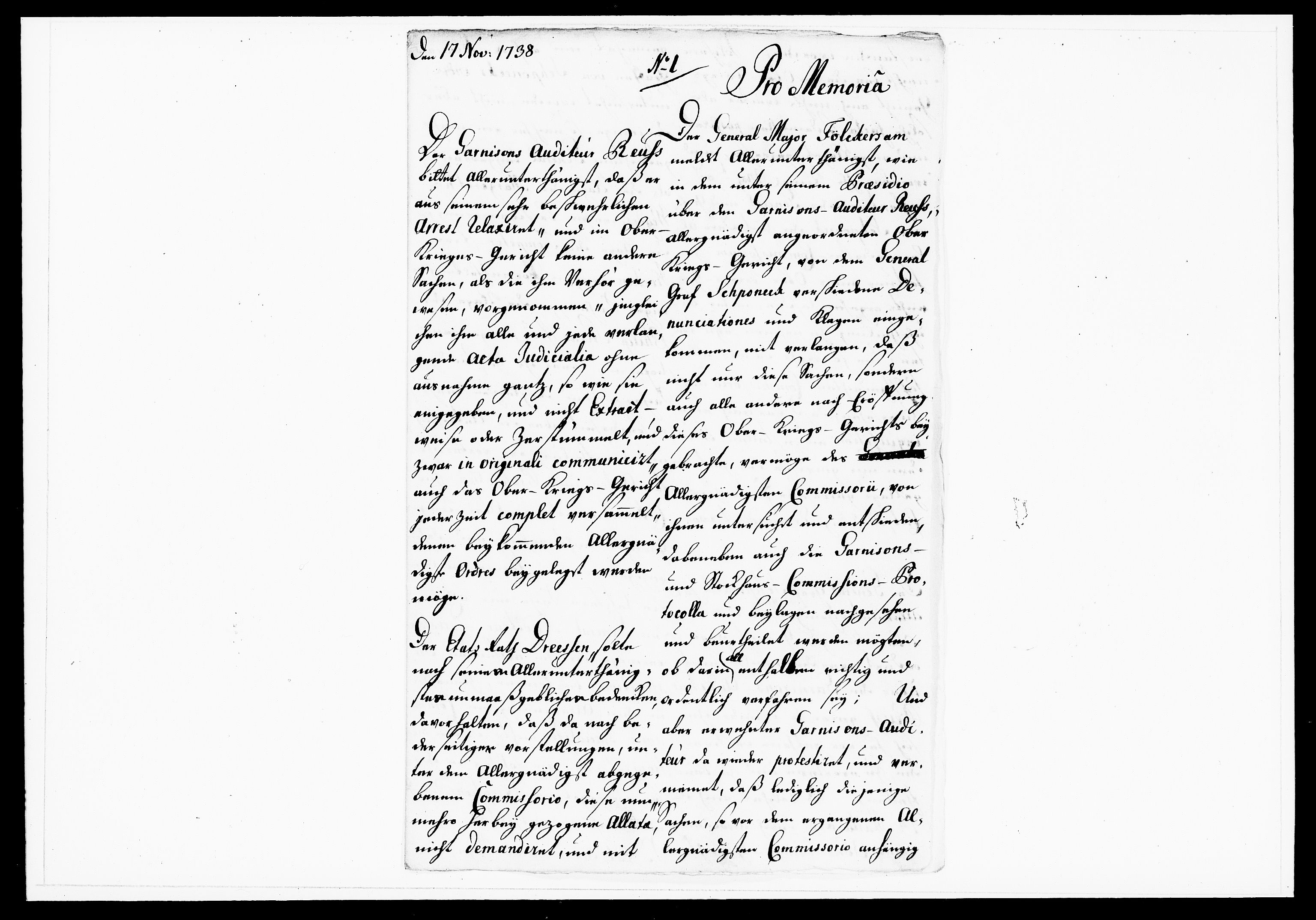 Krigskollegiet, Krigskancelliet, DRA/A-0006/-/1143-1150: Refererede sager, 1738, s. 494