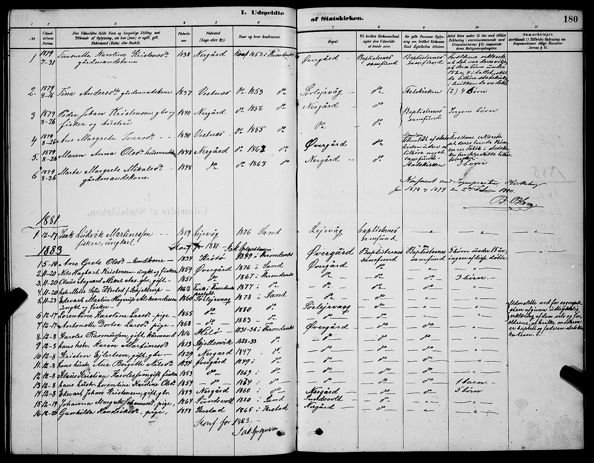 Sand/Bjarkøy sokneprestkontor, AV/SATØ-S-0811/I/Ia/Iab/L0002klokker: Klokkerbok nr. 2, 1878-1890, s. 180