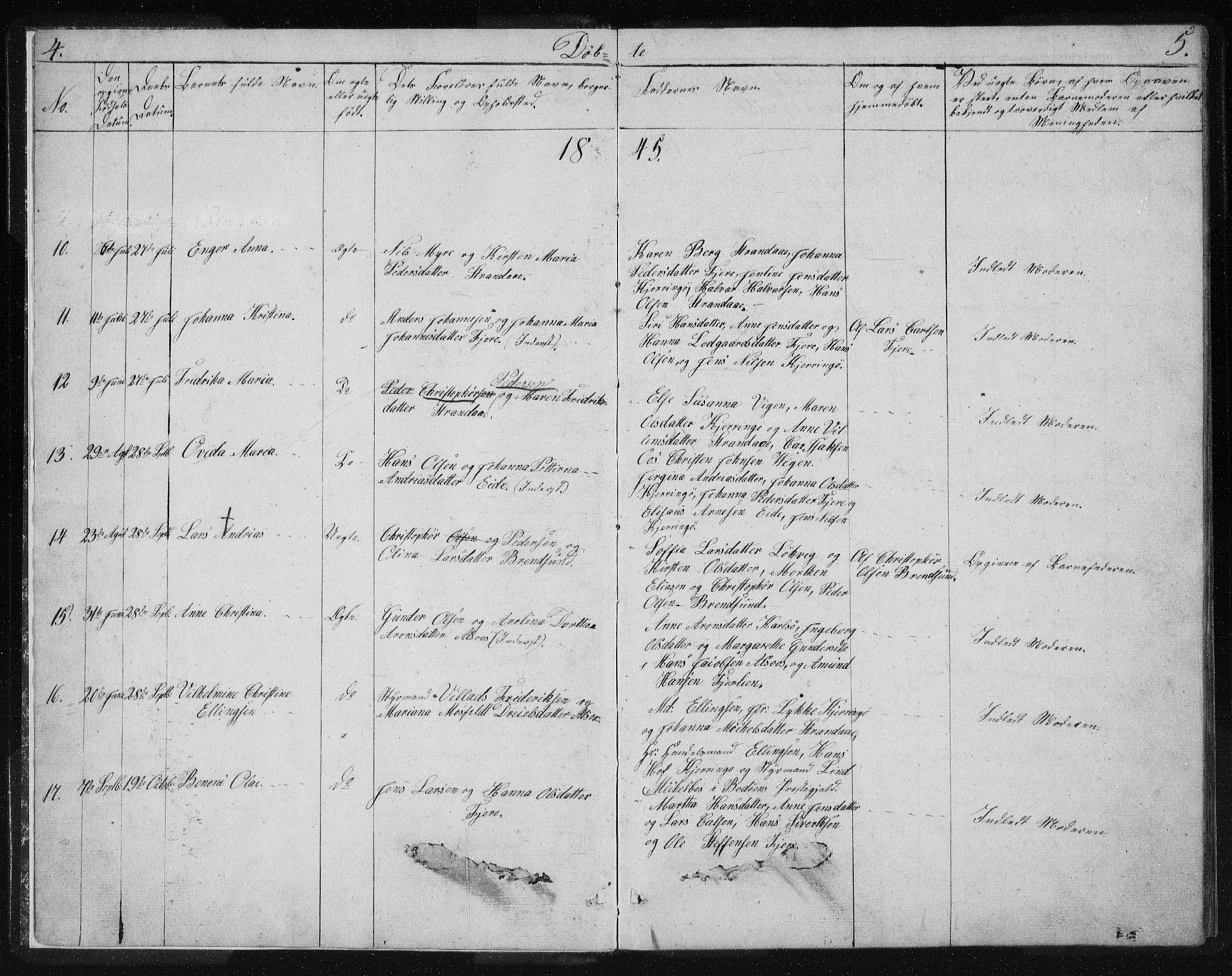 Ministerialprotokoller, klokkerbøker og fødselsregistre - Nordland, AV/SAT-A-1459/803/L0074: Klokkerbok nr. 803C01, 1845-1866, s. 4-5