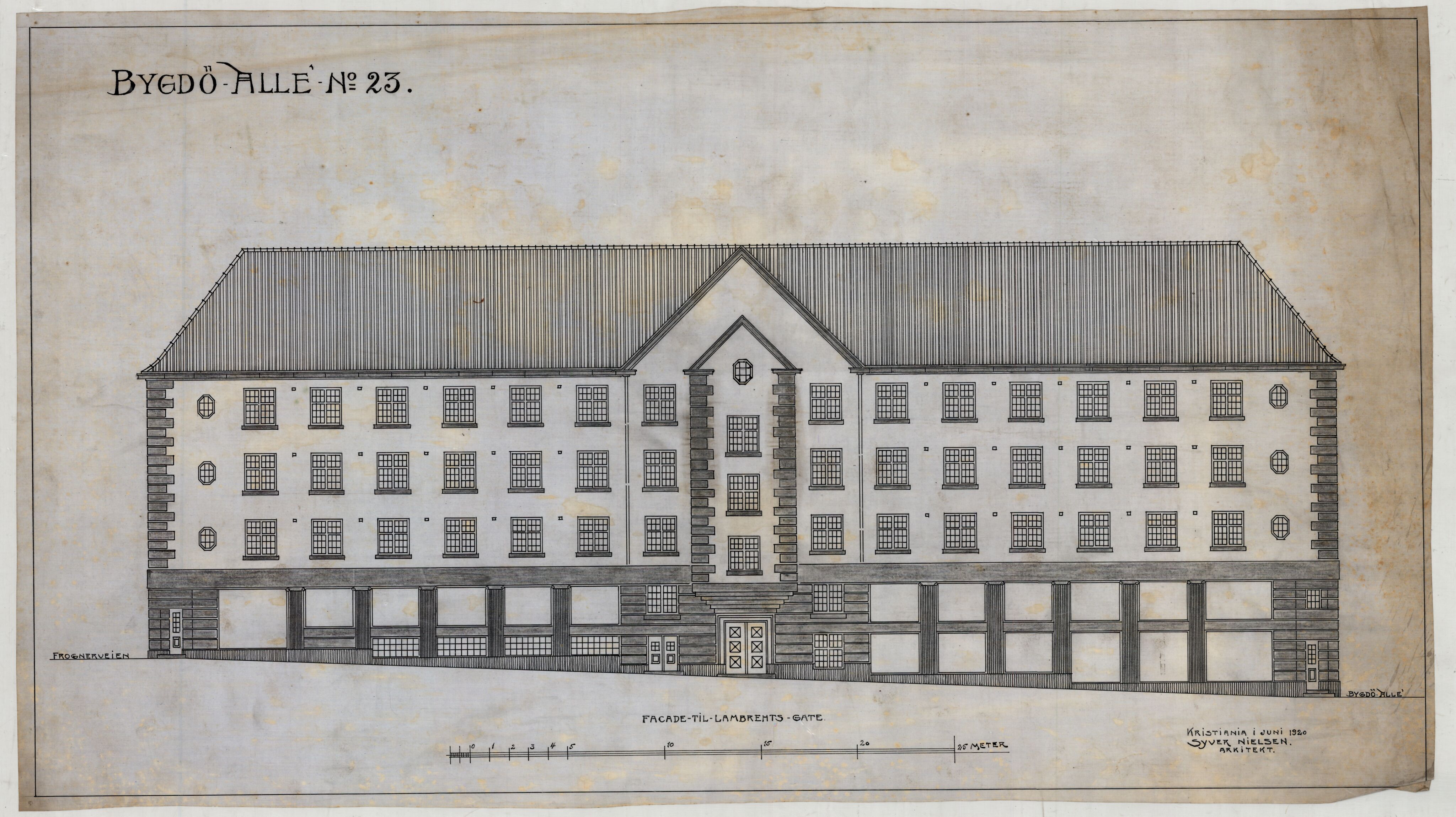 Syver Nielsen Arkitekt, OBA/A-70230/T/L0001: Bygdøy allé 23, ikke gjennomført prosjekt for automobilhotell, 1918-1920, s. 13