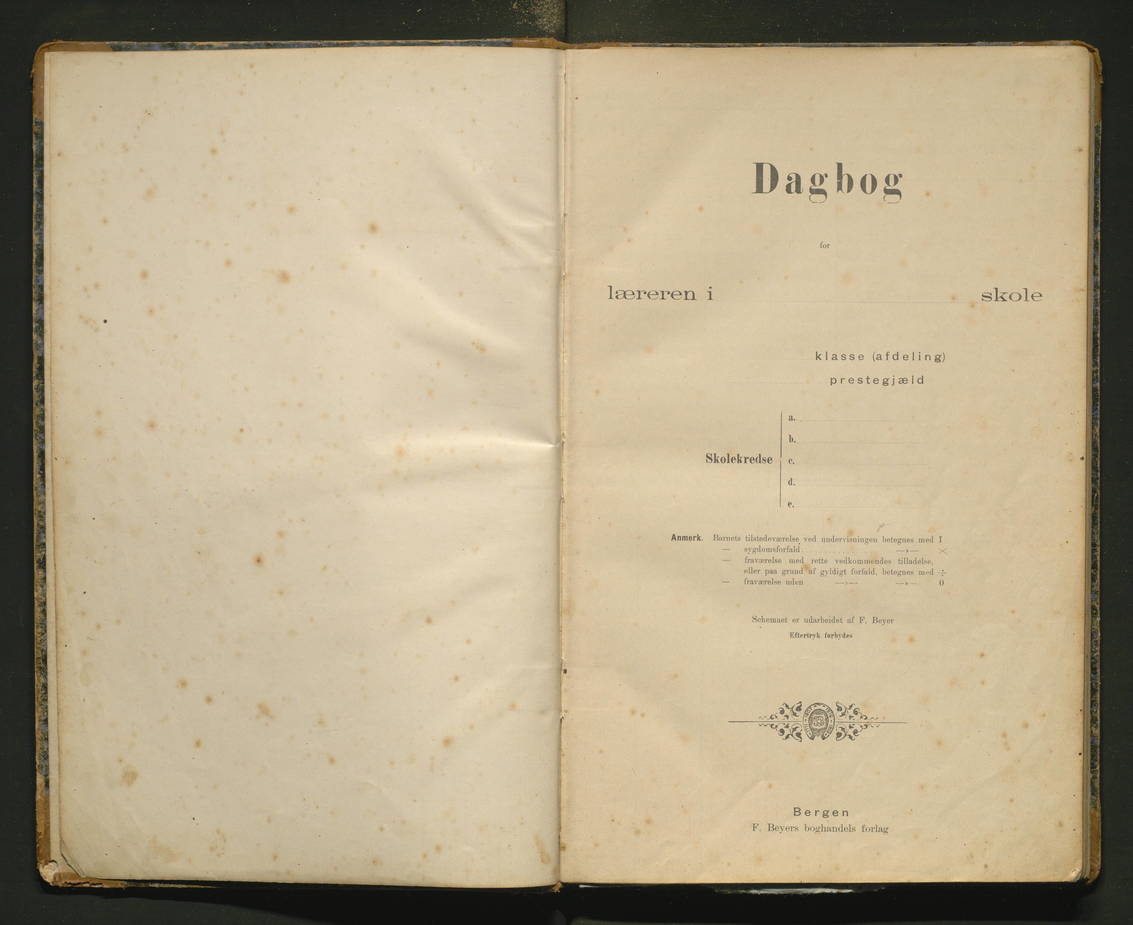 Valestrand kommune. Barneskulane, IKAH/1217-231/G/Ga/L0006: Dagbok for læraren i Økland og Vestviks kredser, 1904-1918