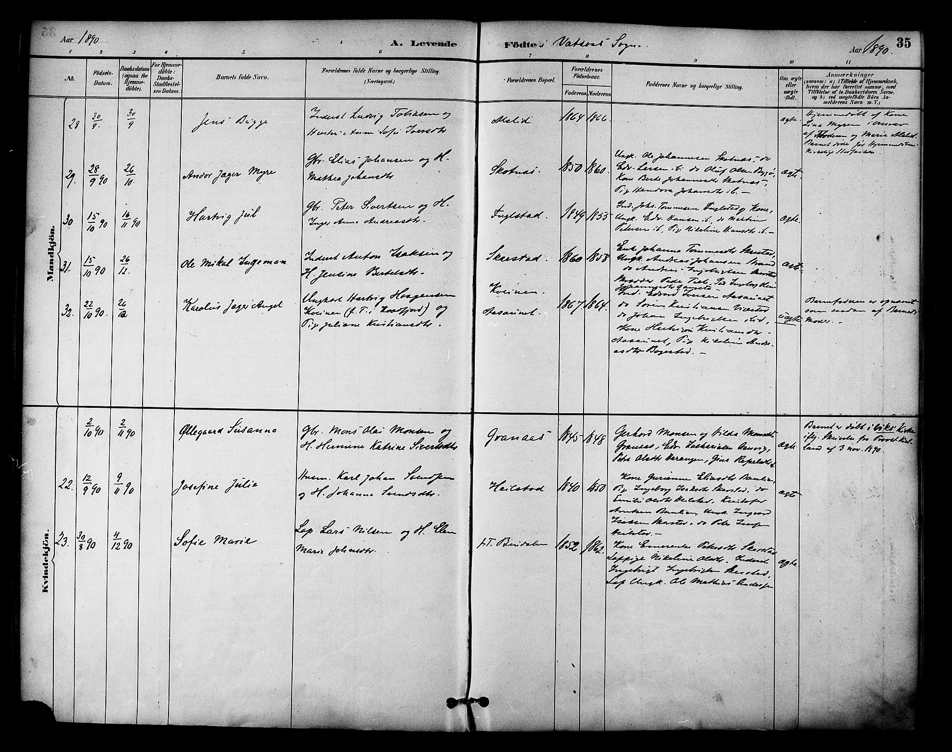 Ministerialprotokoller, klokkerbøker og fødselsregistre - Nordland, AV/SAT-A-1459/810/L0150: Ministerialbok nr. 810A10 /1, 1884-1895, s. 35