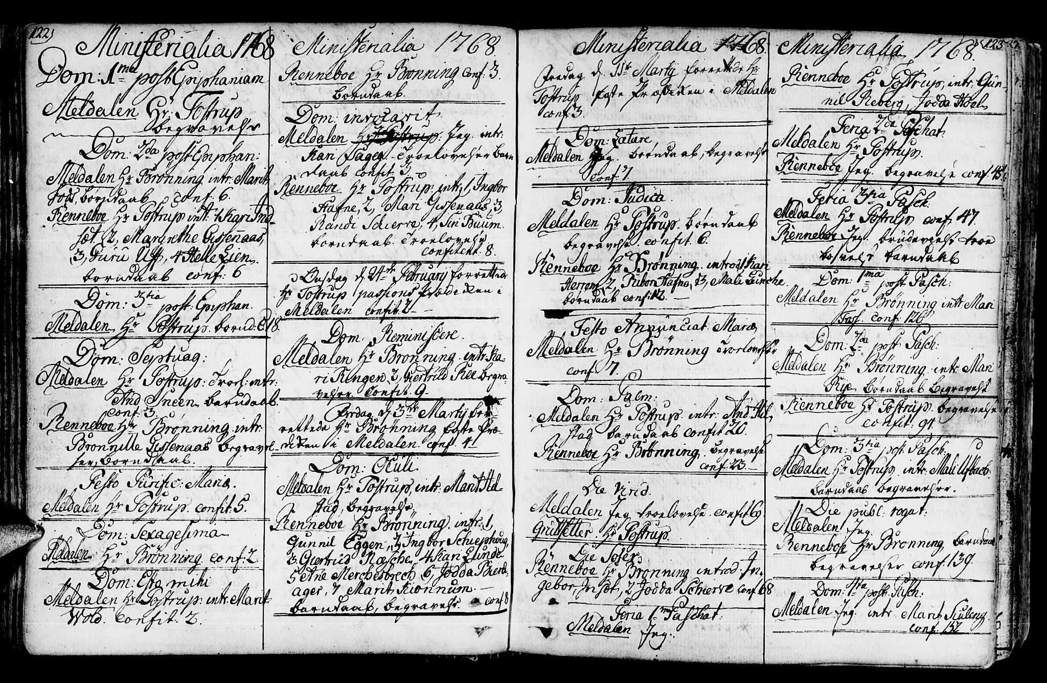 Ministerialprotokoller, klokkerbøker og fødselsregistre - Sør-Trøndelag, SAT/A-1456/672/L0851: Ministerialbok nr. 672A04, 1751-1775, s. 122-123