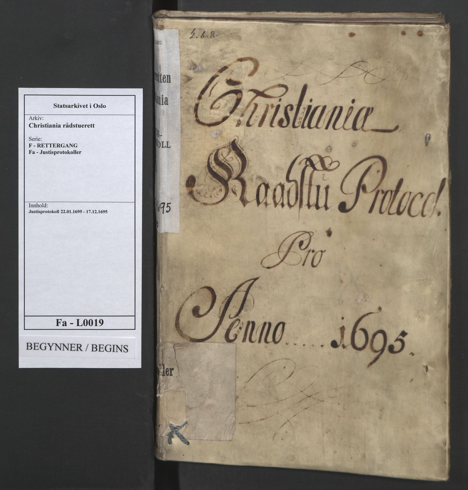 Christiania rådstuerett, AV/SAO-A-11132/F/Fa/L0019: Justisprotokoll, 1695