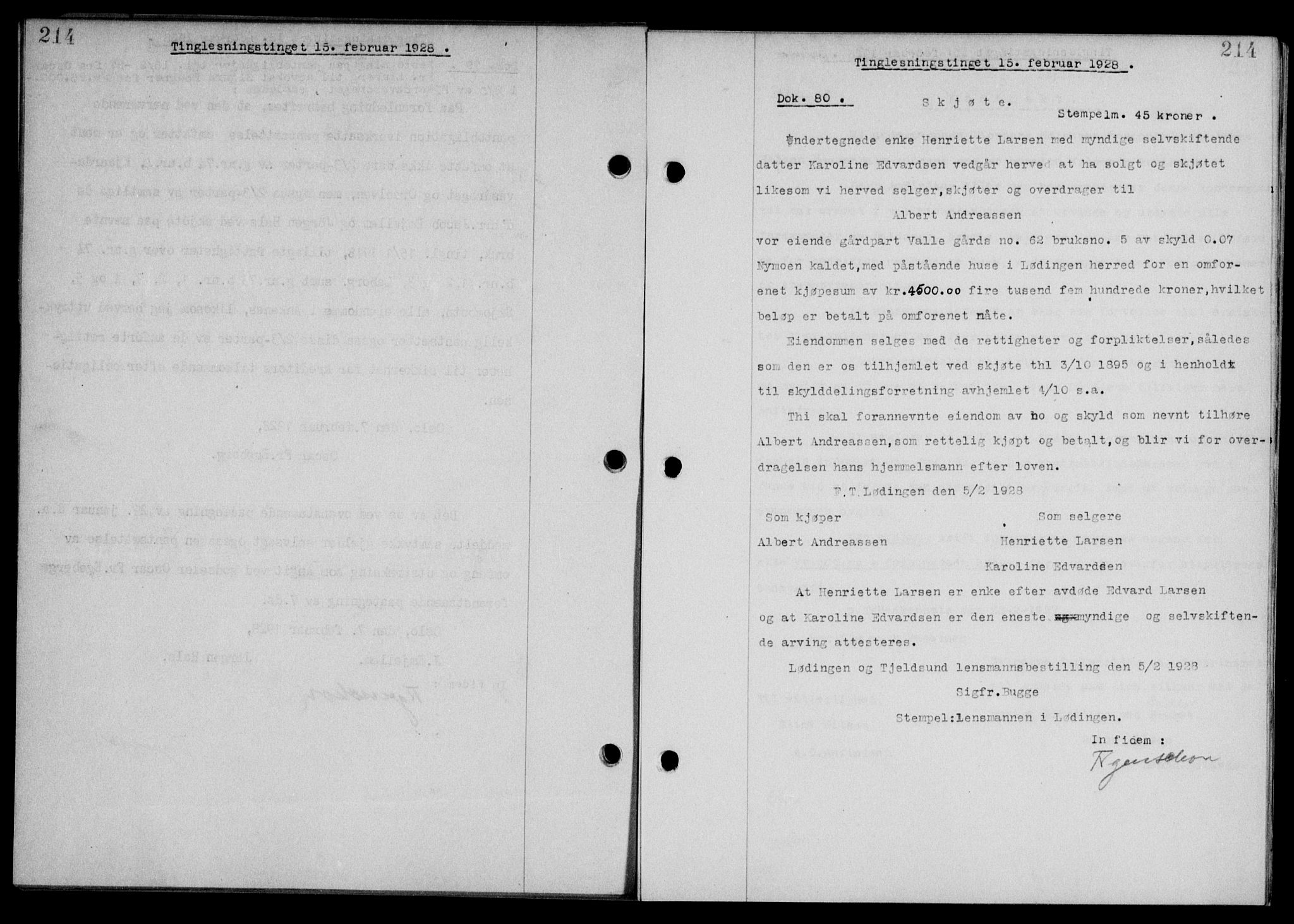 Steigen og Ofoten sorenskriveri, SAT/A-0030/1/2/2C/L0015/0002: Pantebok nr. 16 og 17-I, 1927-1928, Tingl.dato: 15.02.1928