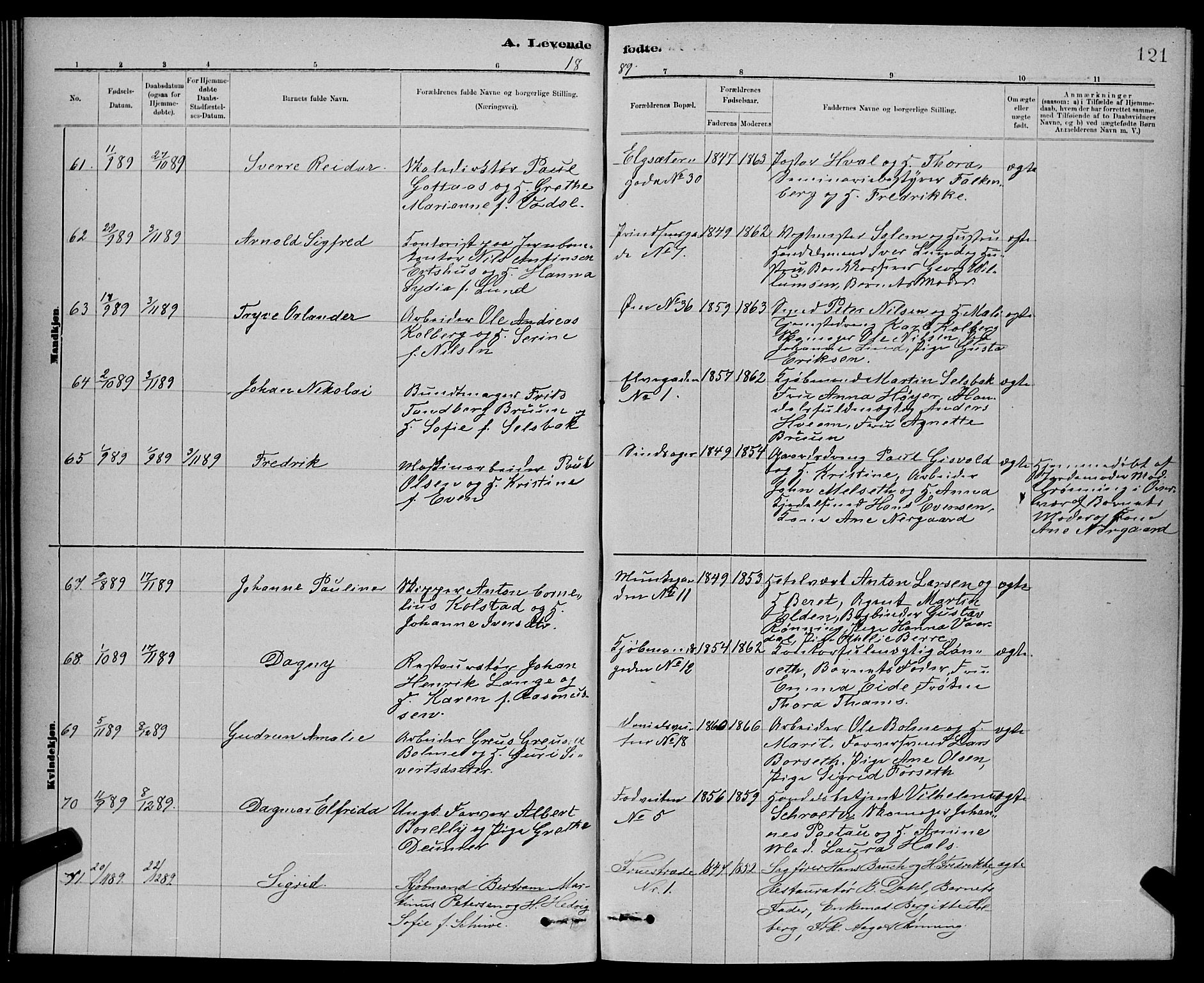 Ministerialprotokoller, klokkerbøker og fødselsregistre - Sør-Trøndelag, SAT/A-1456/601/L0092: Klokkerbok nr. 601C10, 1884-1897, s. 121