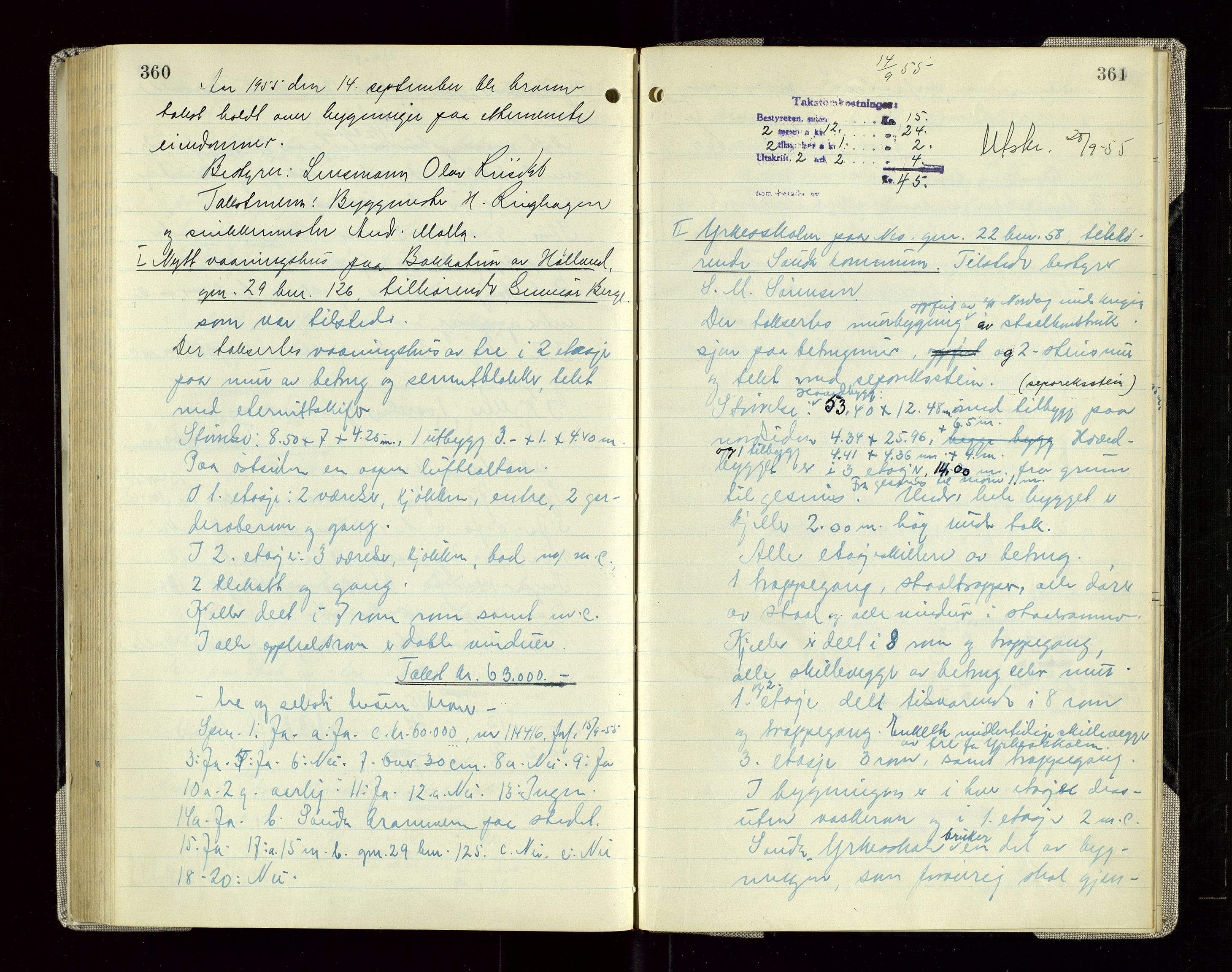 Sauda lensmannskontor, AV/SAST-A-100177/Goa/L0005: "Branntakstprotokoll for Sauda lensmannsdistrikt", 1946-1955, s. 360-361