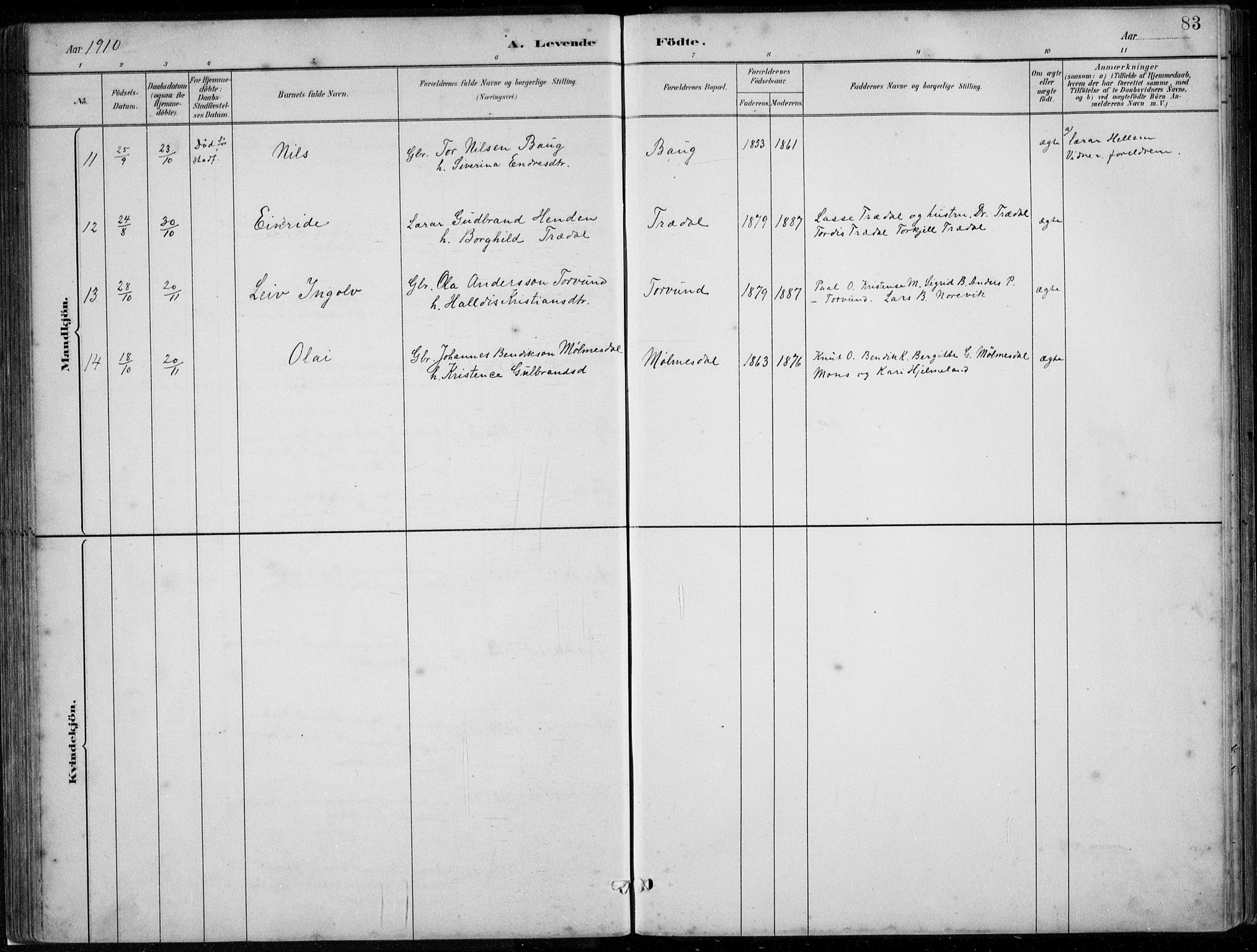 Lavik sokneprestembete, AV/SAB-A-80901: Klokkerbok nr. A 2, 1882-1910, s. 83
