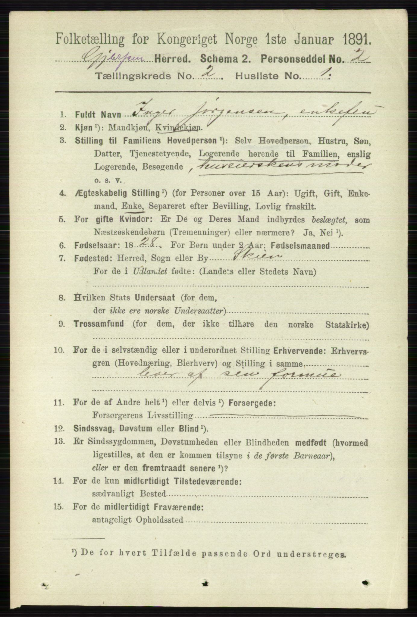RA, Folketelling 1891 for 0812 Gjerpen herred, 1891, s. 738