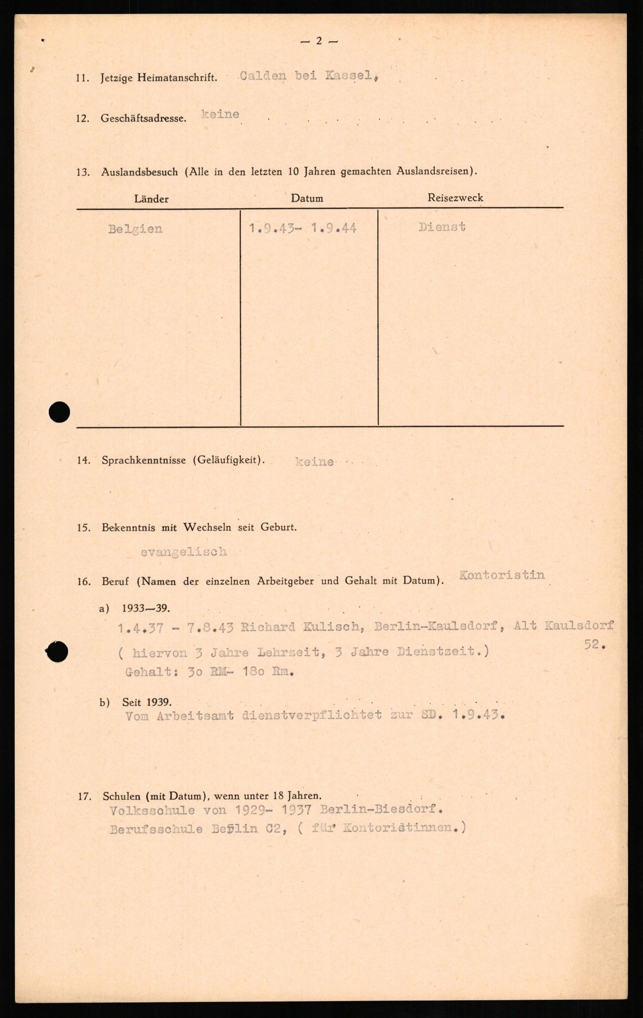 Forsvaret, Forsvarets overkommando II, AV/RA-RAFA-3915/D/Db/L0013: CI Questionaires. Tyske okkupasjonsstyrker i Norge. Tyskere., 1945-1946, s. 322