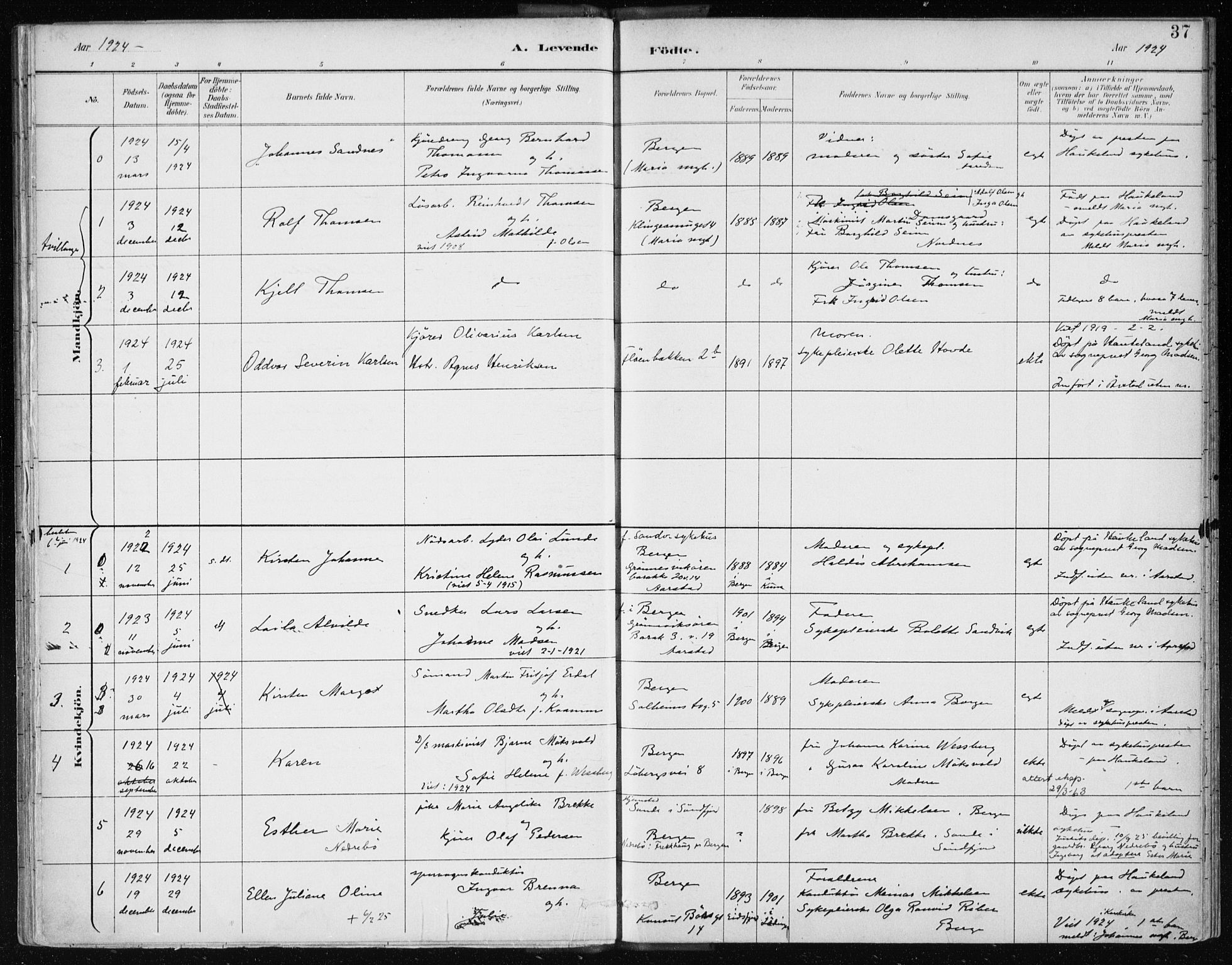 Bergen kommunale pleiehjem - stiftelsespresten, SAB/A-100281: Ministerialbok nr. A 2, 1887-1939, s. 37