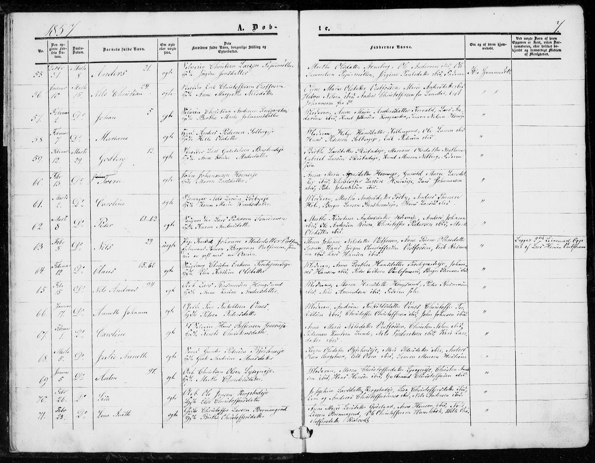 Eiker kirkebøker, AV/SAKO-A-4/G/Ga/L0003: Klokkerbok nr. I 3, 1856-1871, s. 7