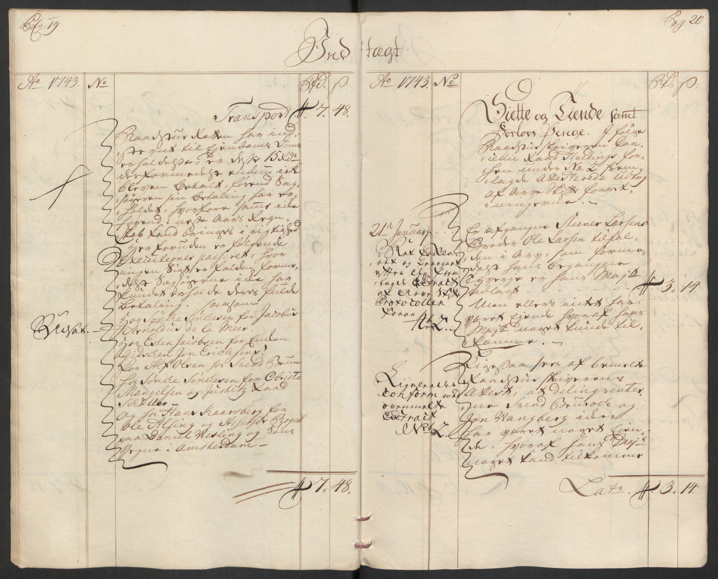 Rentekammeret inntil 1814, Reviderte regnskaper, Byregnskaper, AV/RA-EA-4066/R/Rs/L0541: [S22] Sikt og sakefall, 1743-1746, s. 14