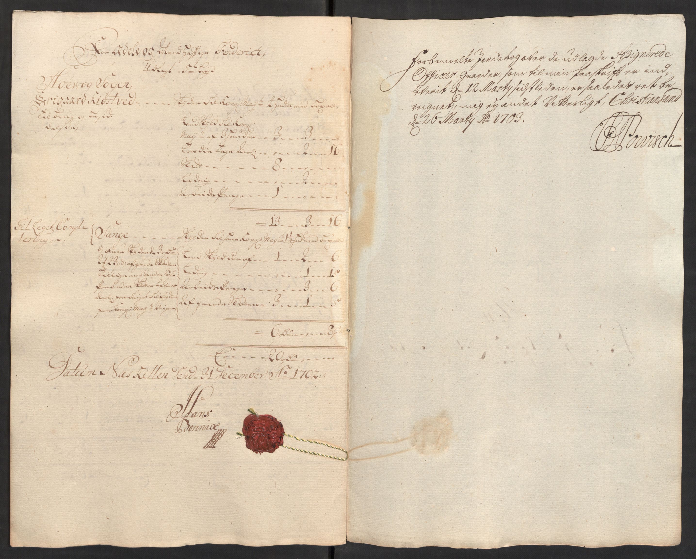 Rentekammeret inntil 1814, Reviderte regnskaper, Fogderegnskap, RA/EA-4092/R39/L2316: Fogderegnskap Nedenes, 1702-1703, s. 140