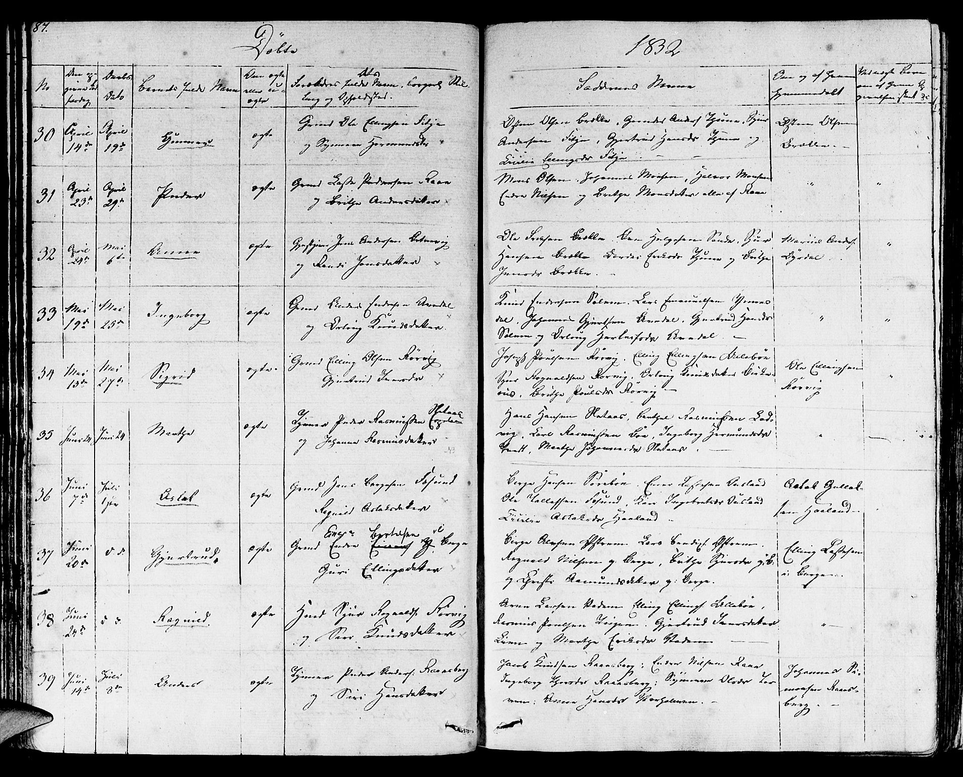 Lavik sokneprestembete, SAB/A-80901: Ministerialbok nr. A 2I, 1821-1842, s. 87
