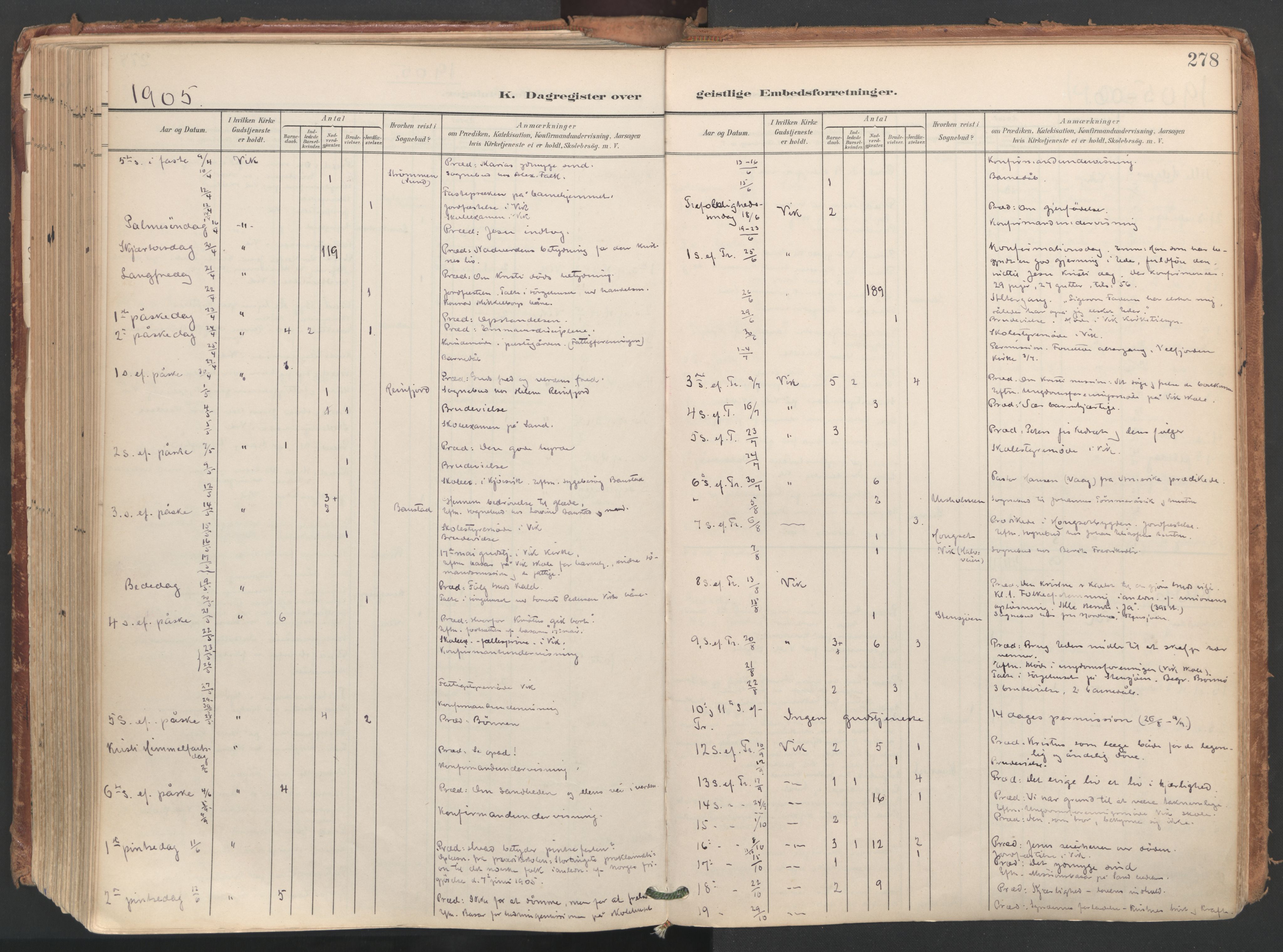 Ministerialprotokoller, klokkerbøker og fødselsregistre - Nordland, AV/SAT-A-1459/812/L0180: Ministerialbok nr. 812A09, 1901-1915, s. 278