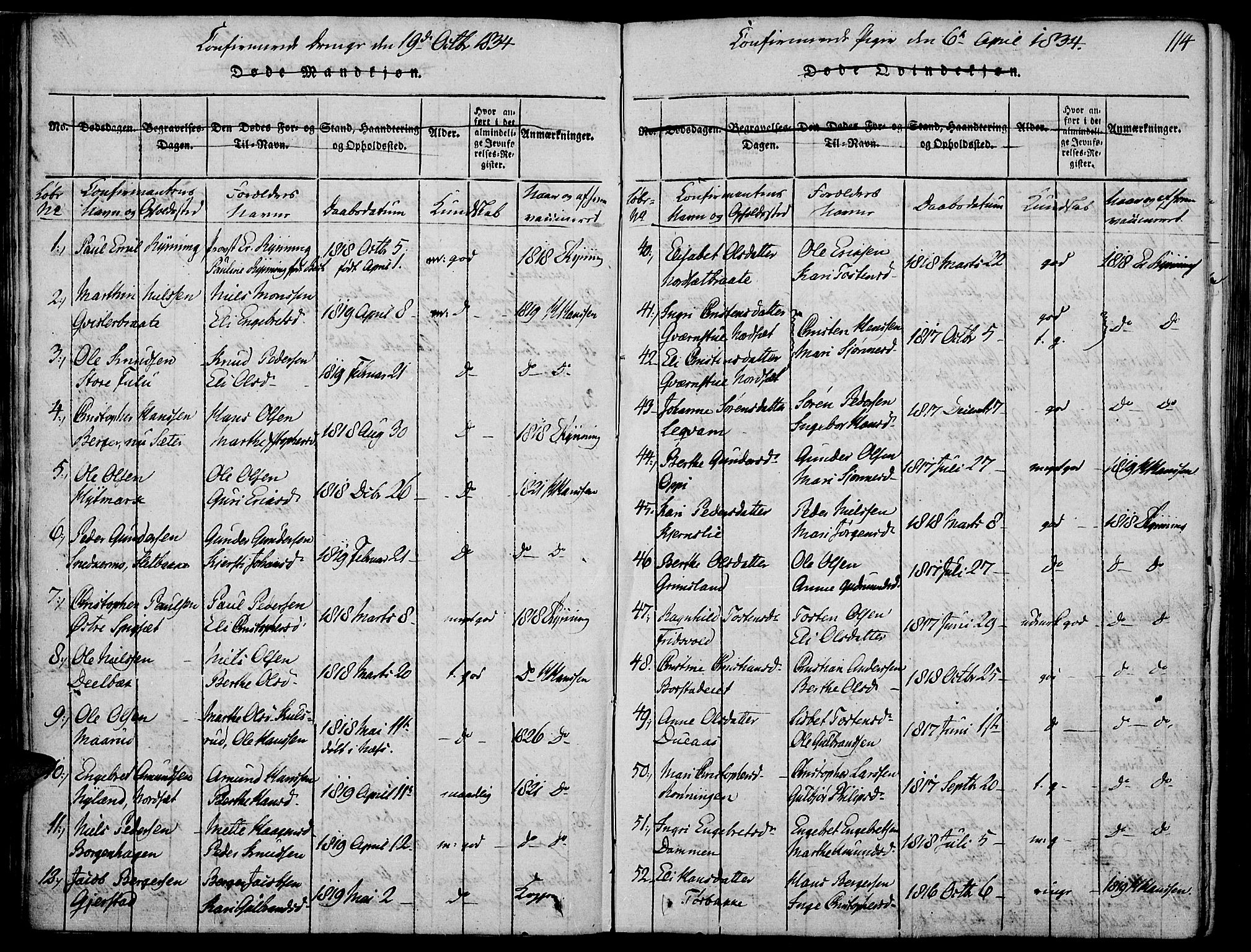 Strøm-Odalen prestekontor, AV/SAH-PREST-028/H/Ha/Haa/L0006: Ministerialbok nr. 6, 1814-1850, s. 114