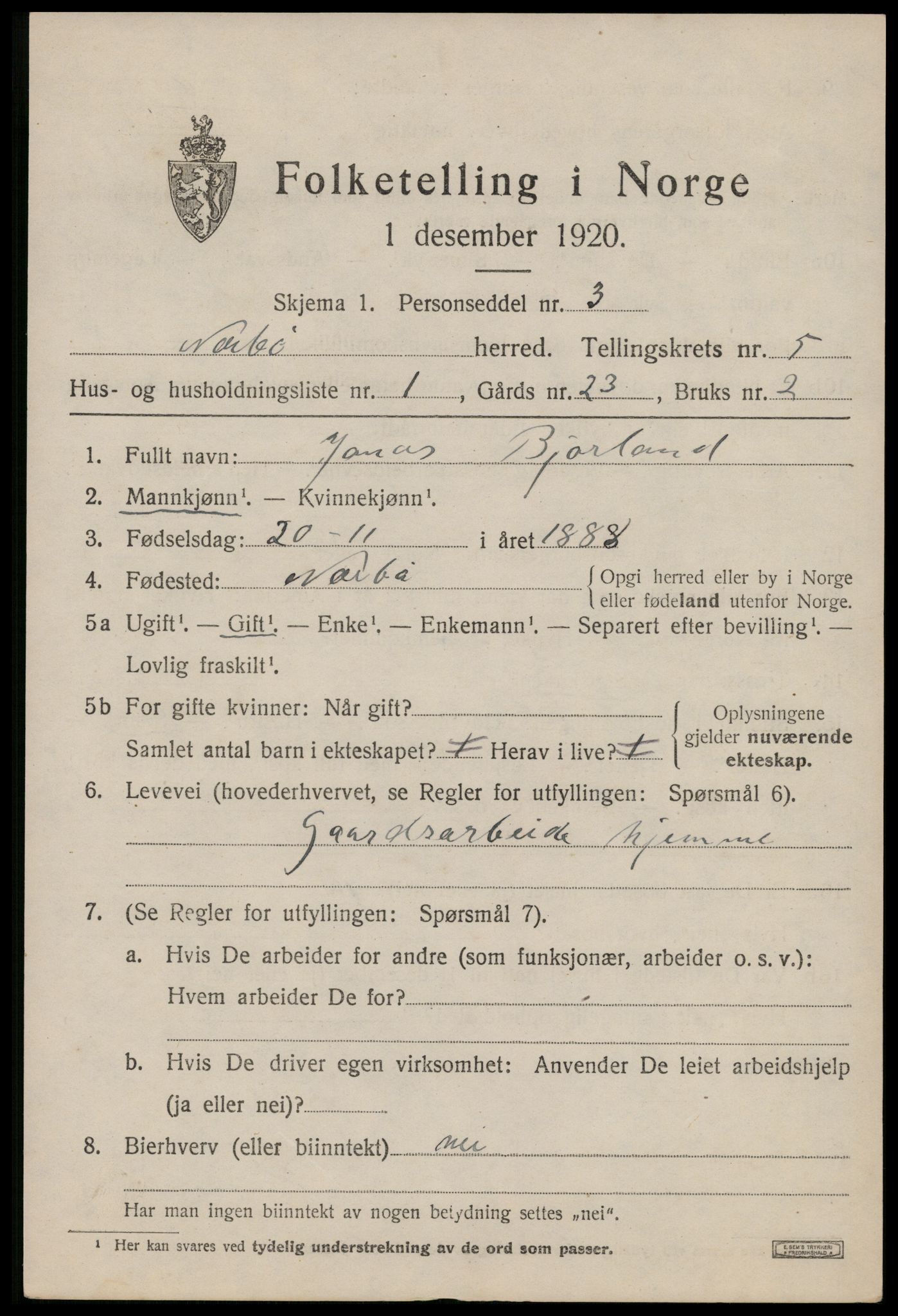 SAST, Folketelling 1920 for 1119 Nærbø herred, 1920, s. 3097