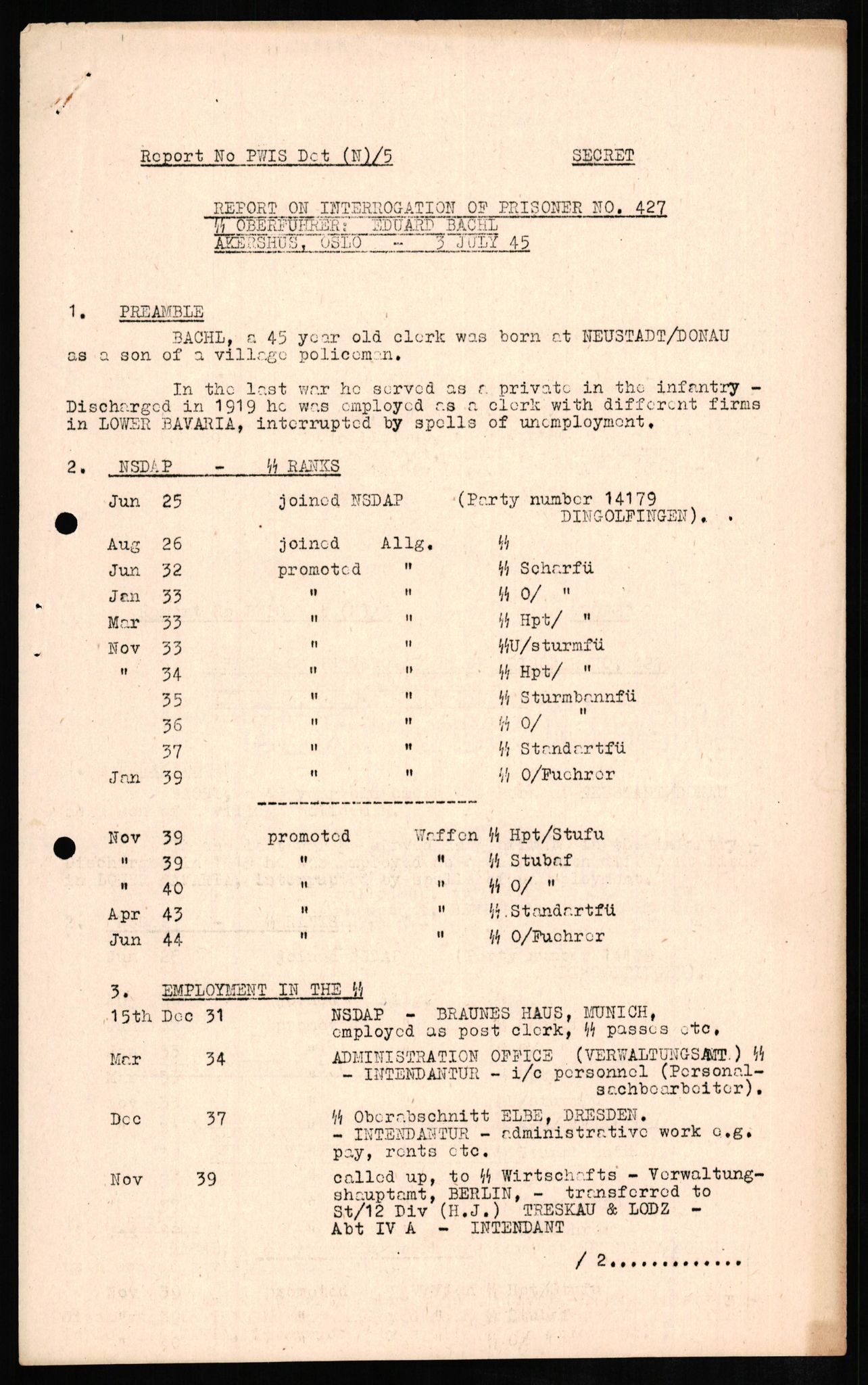 Forsvaret, Forsvarets overkommando II, AV/RA-RAFA-3915/D/Db/L0009: CI Questionaires. Tyske okkupasjonsstyrker i Norge. Tyskere., 1945-1946, s. 523