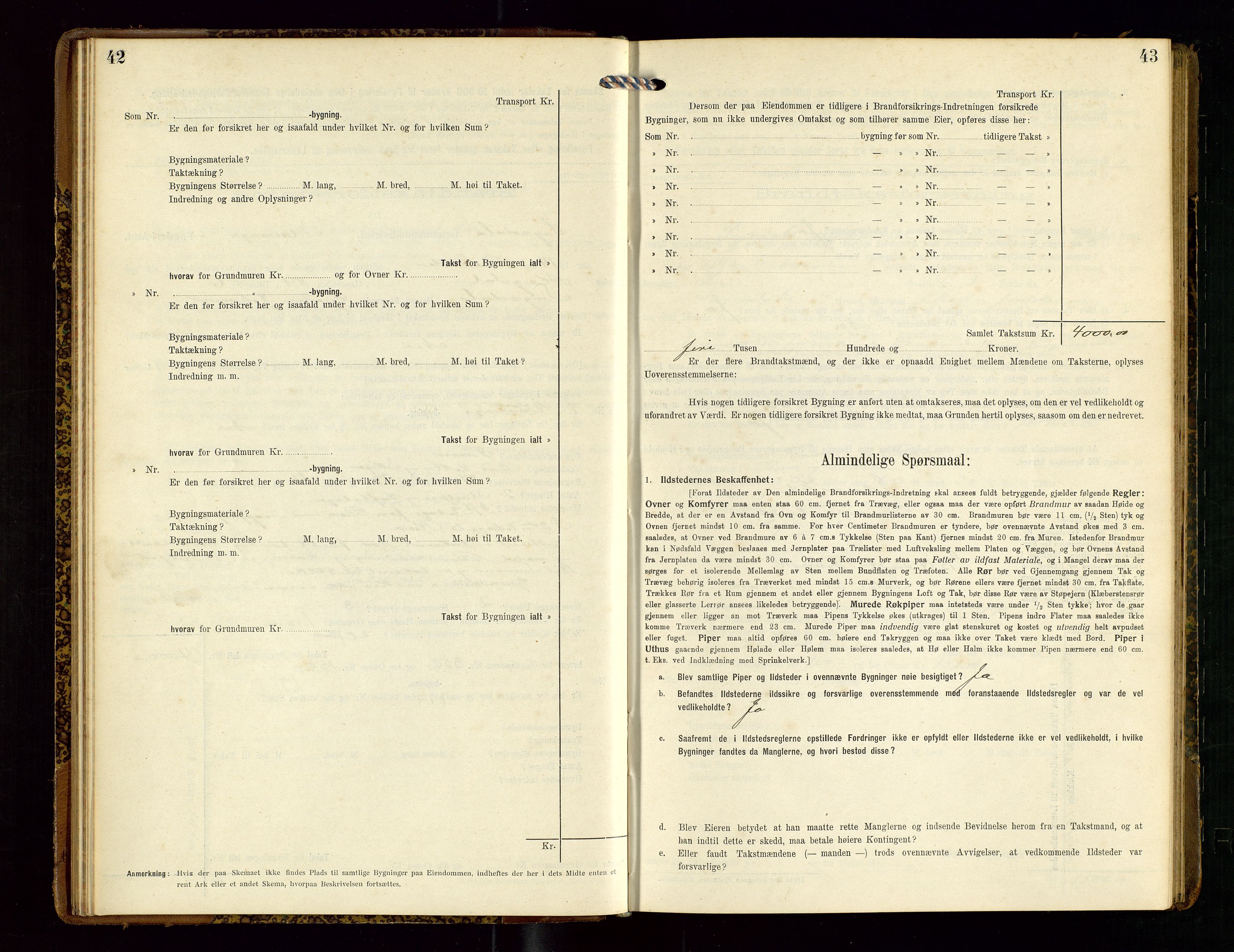 Sokndal lensmannskontor, SAST/A-100417/Gob/L0003: "Brandtakst-Protokol", 1914-1917, s. 42-43