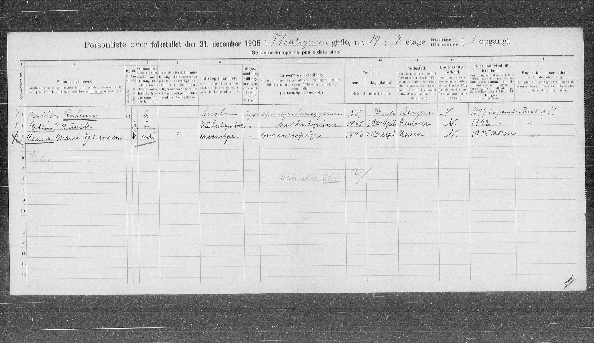 OBA, Kommunal folketelling 31.12.1905 for Kristiania kjøpstad, 1905, s. 56405