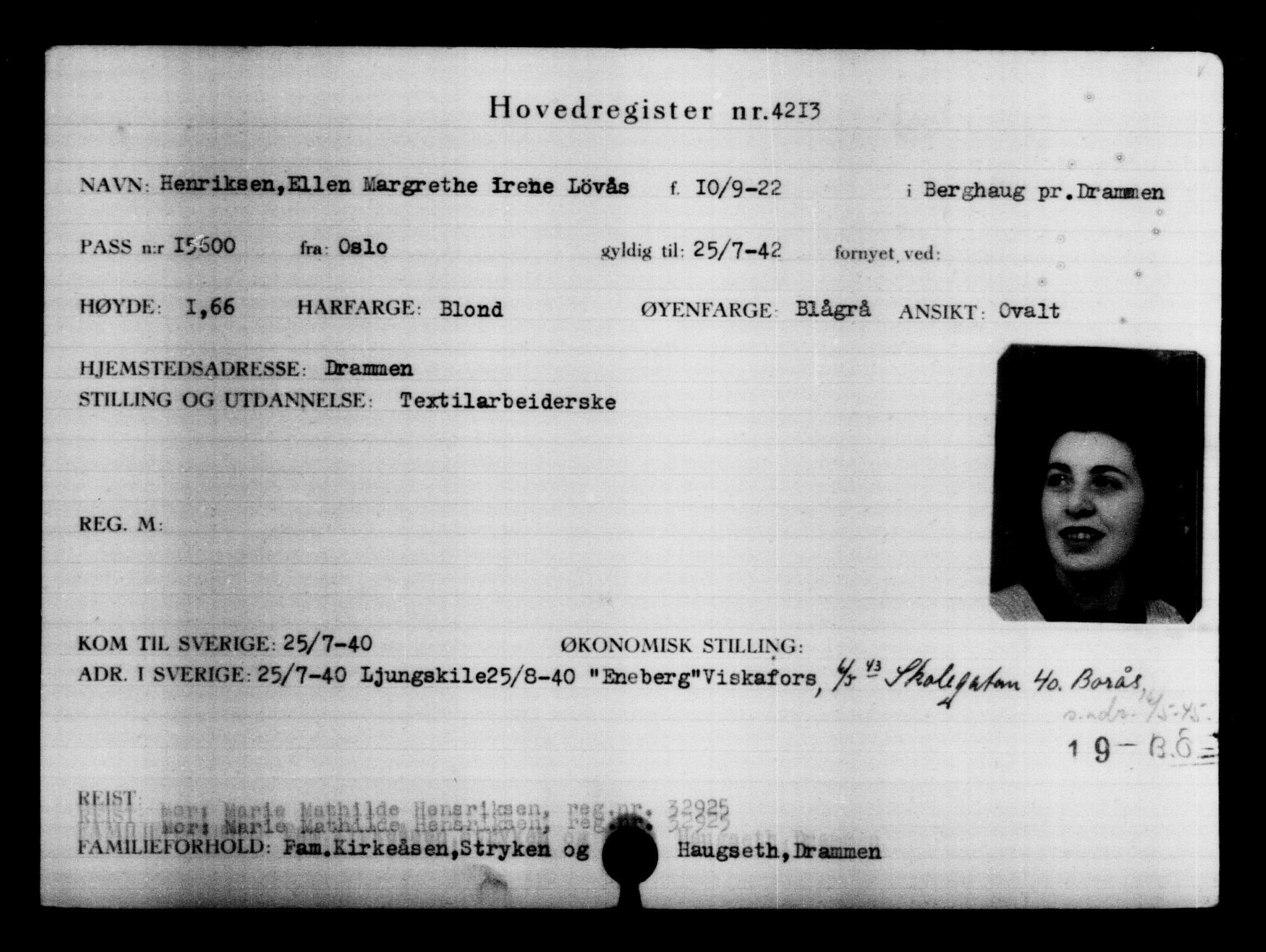 Utenriksstasjonene, Legasjonen i Stockholm, Flyktningkontoret, AV/RA-S-6753/V/Va/L0004: Kjesäterkartoteket, flyktninger med registreringsnr. 3496-6610, 1940-1945, s. 868
