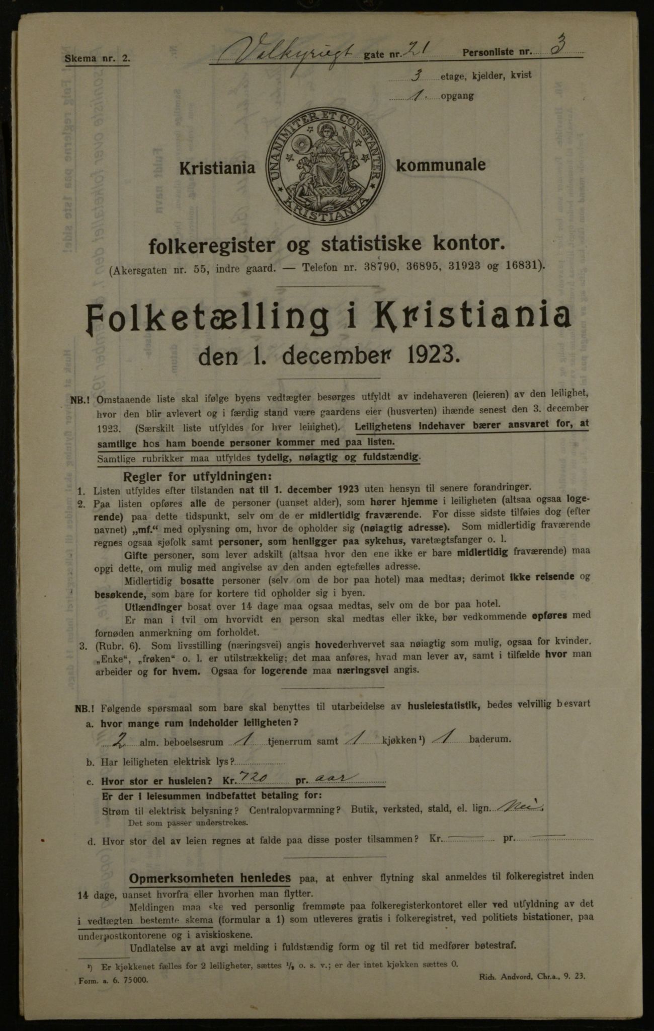 OBA, Kommunal folketelling 1.12.1923 for Kristiania, 1923, s. 134647