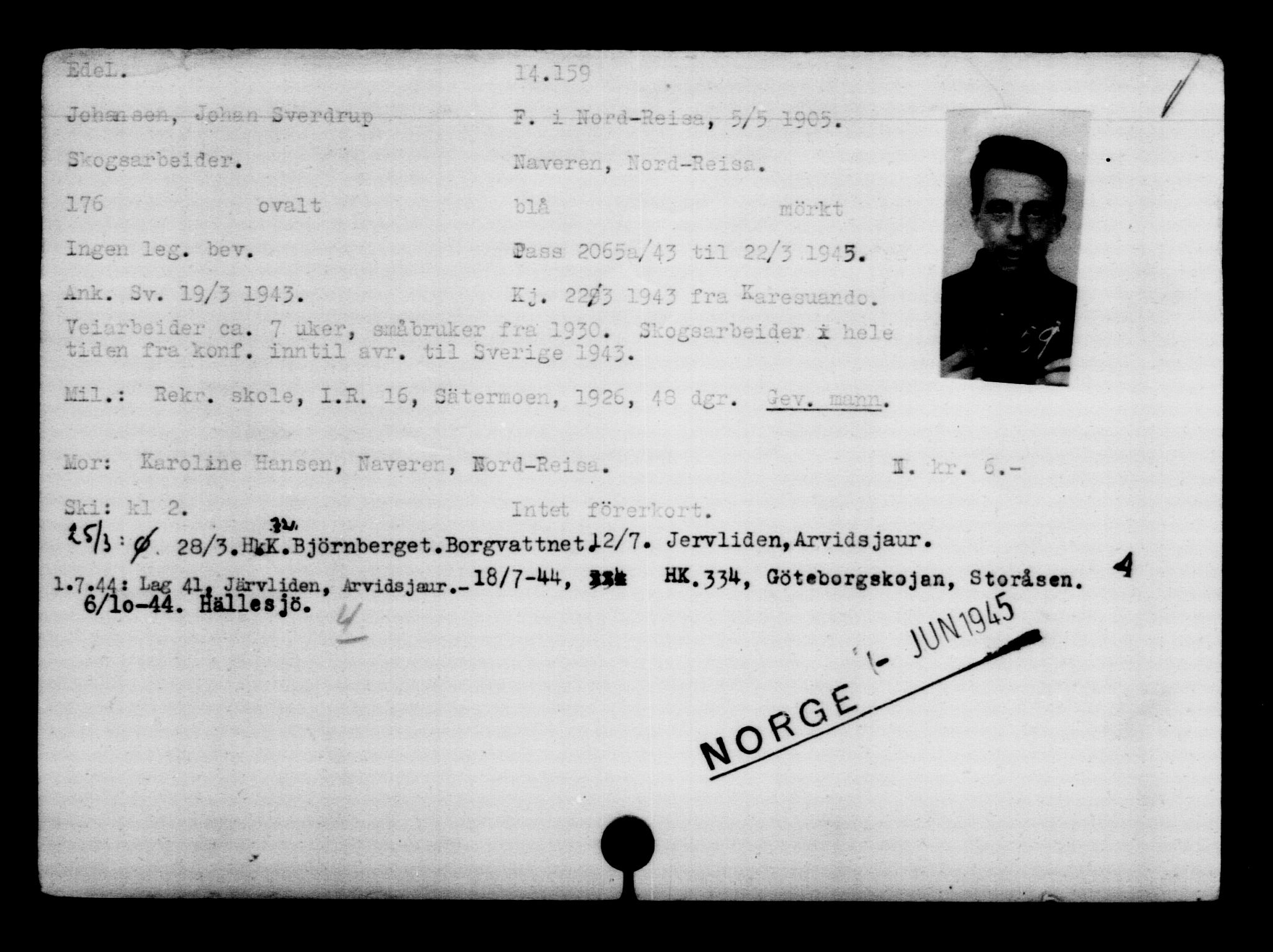 Den Kgl. Norske Legasjons Flyktningskontor, AV/RA-S-6753/V/Va/L0007: Kjesäterkartoteket.  Flyktningenr. 12700-15723, 1940-1945, s. 1690