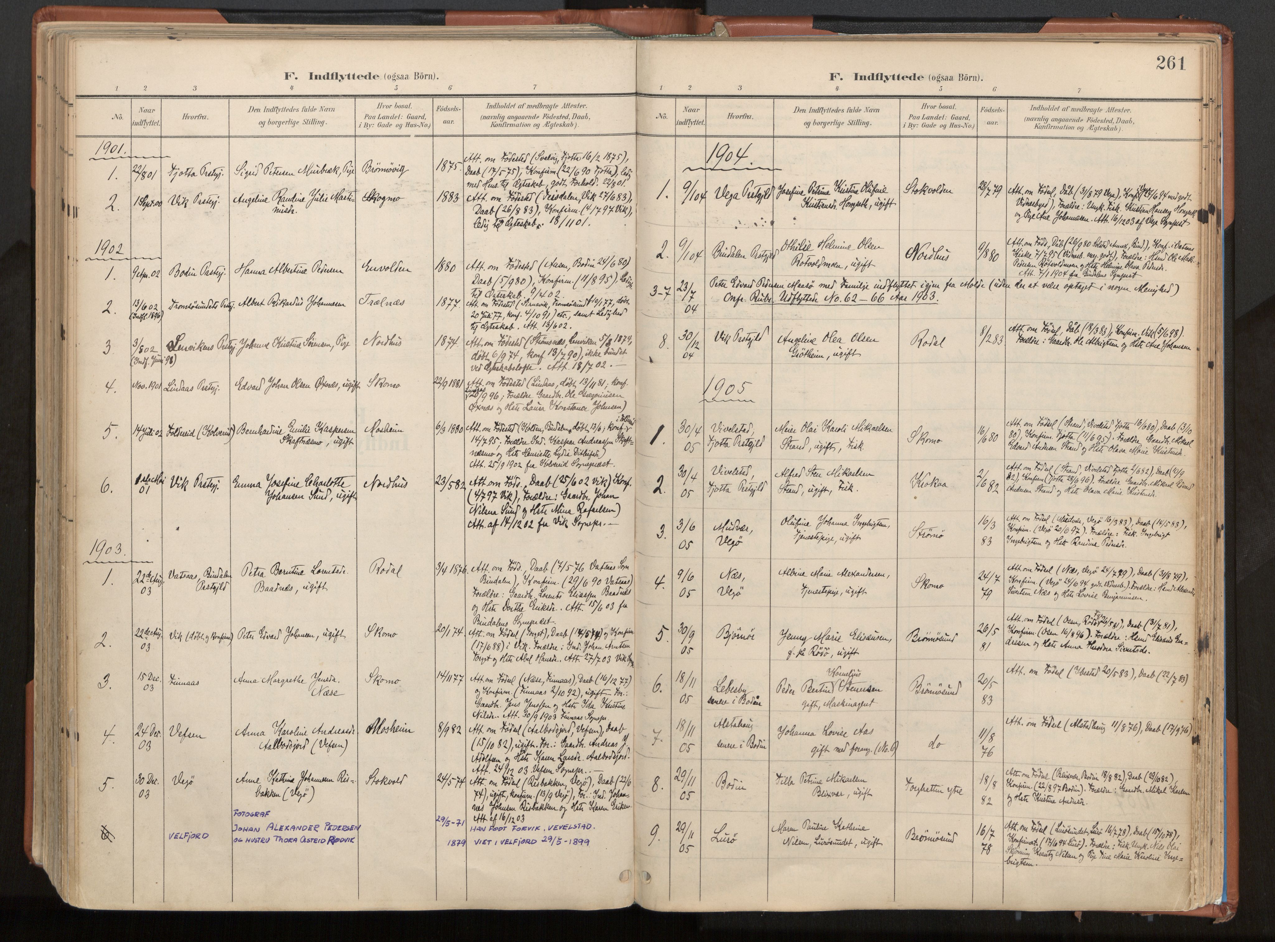 Ministerialprotokoller, klokkerbøker og fødselsregistre - Nordland, AV/SAT-A-1459/813/L0201: Ministerialbok nr. 813A11, 1901-1918, s. 261