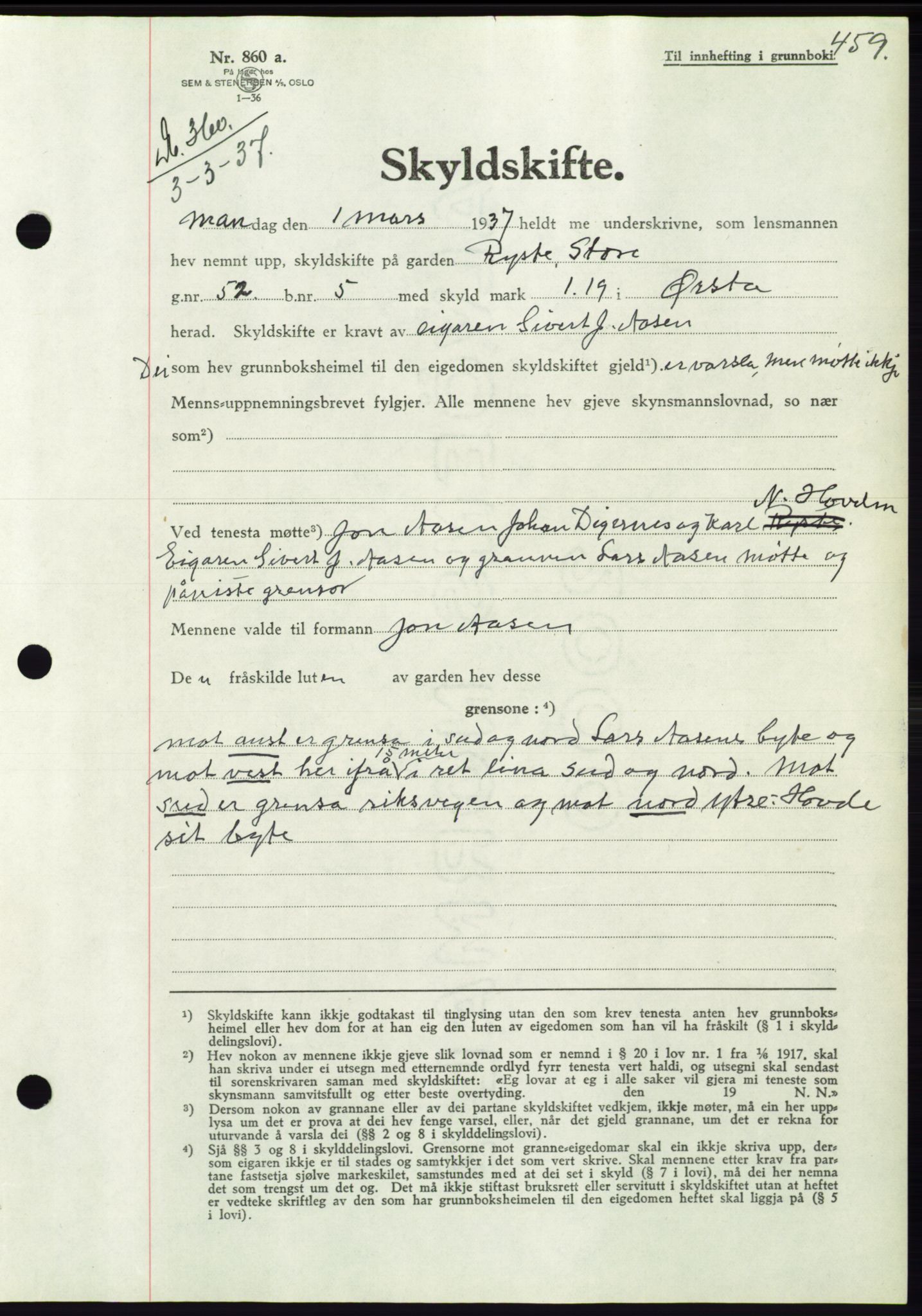 Søre Sunnmøre sorenskriveri, AV/SAT-A-4122/1/2/2C/L0062: Pantebok nr. 56, 1936-1937, Dagboknr: 360/1937