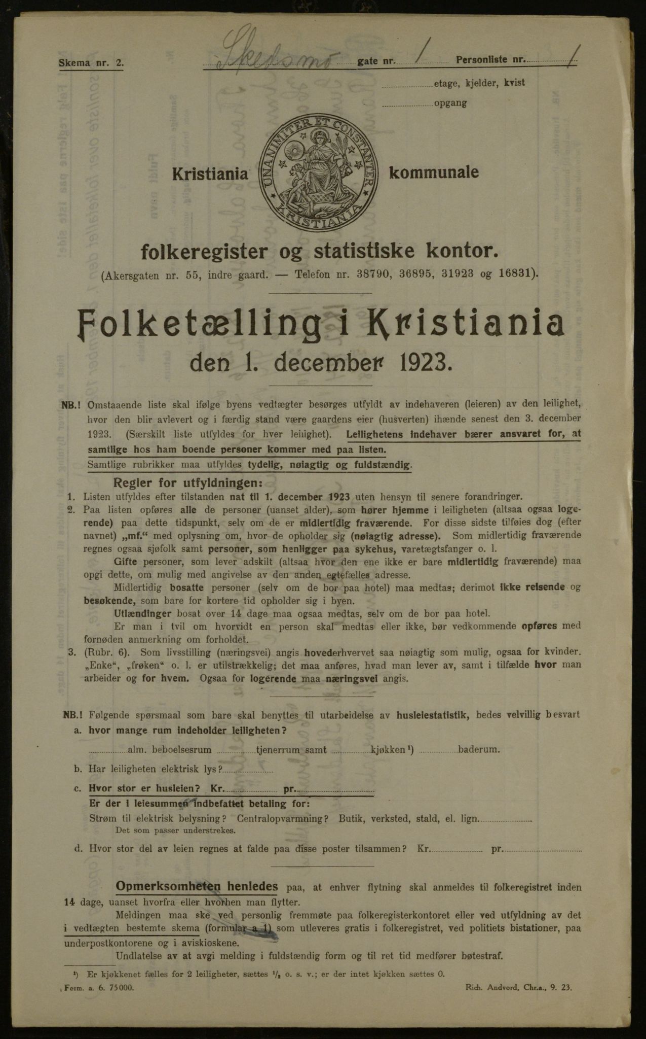 OBA, Kommunal folketelling 1.12.1923 for Kristiania, 1923, s. 105550