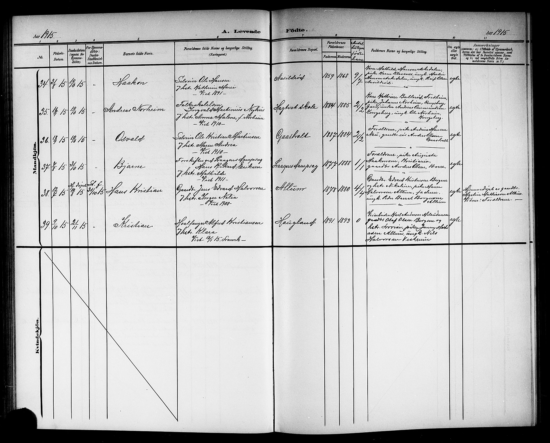 Hedrum kirkebøker, AV/SAKO-A-344/G/Ga/L0004: Klokkerbok nr. I 4, 1902-1915