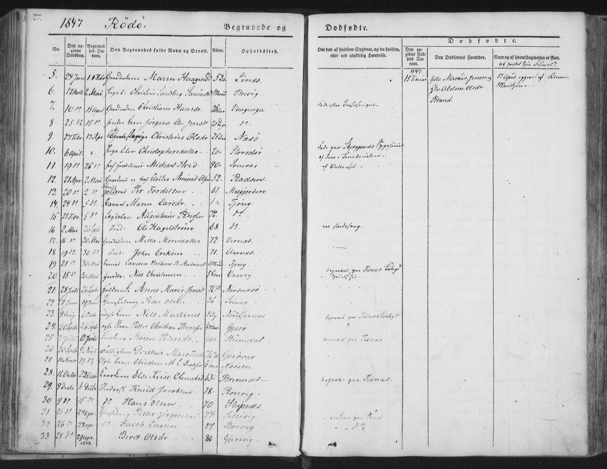 Ministerialprotokoller, klokkerbøker og fødselsregistre - Nordland, AV/SAT-A-1459/841/L0604: Ministerialbok nr. 841A09 /1, 1845-1862, s. 127