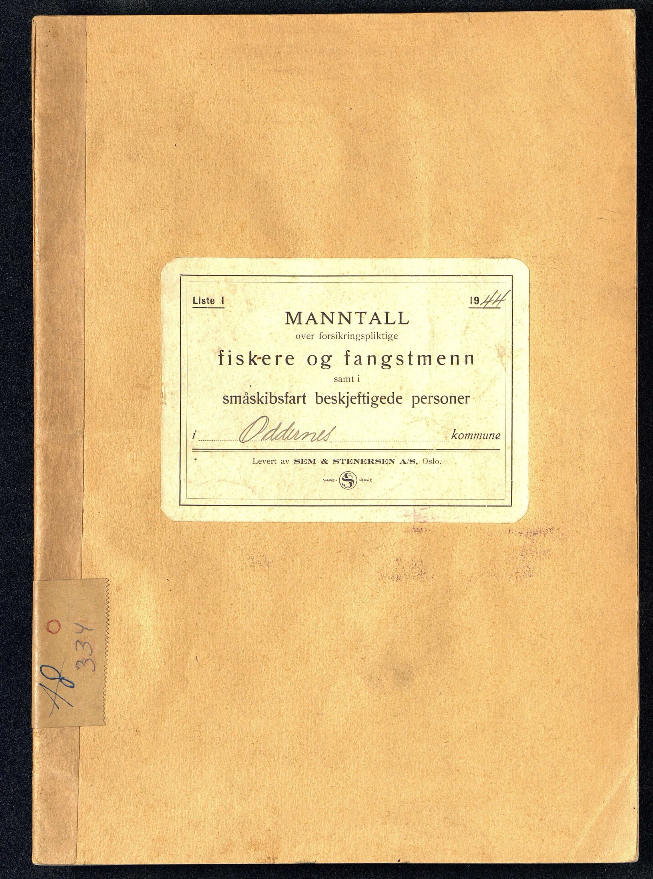 Oddernes kommune - Fiskermanntallnemnda, ARKSOR/1001OD622/F/L0001/0017: Manntall over forsikringspliktige fiskere og fangstmenn / Manntall over forsikringspliktige fiskere og fangstmenn, 1944